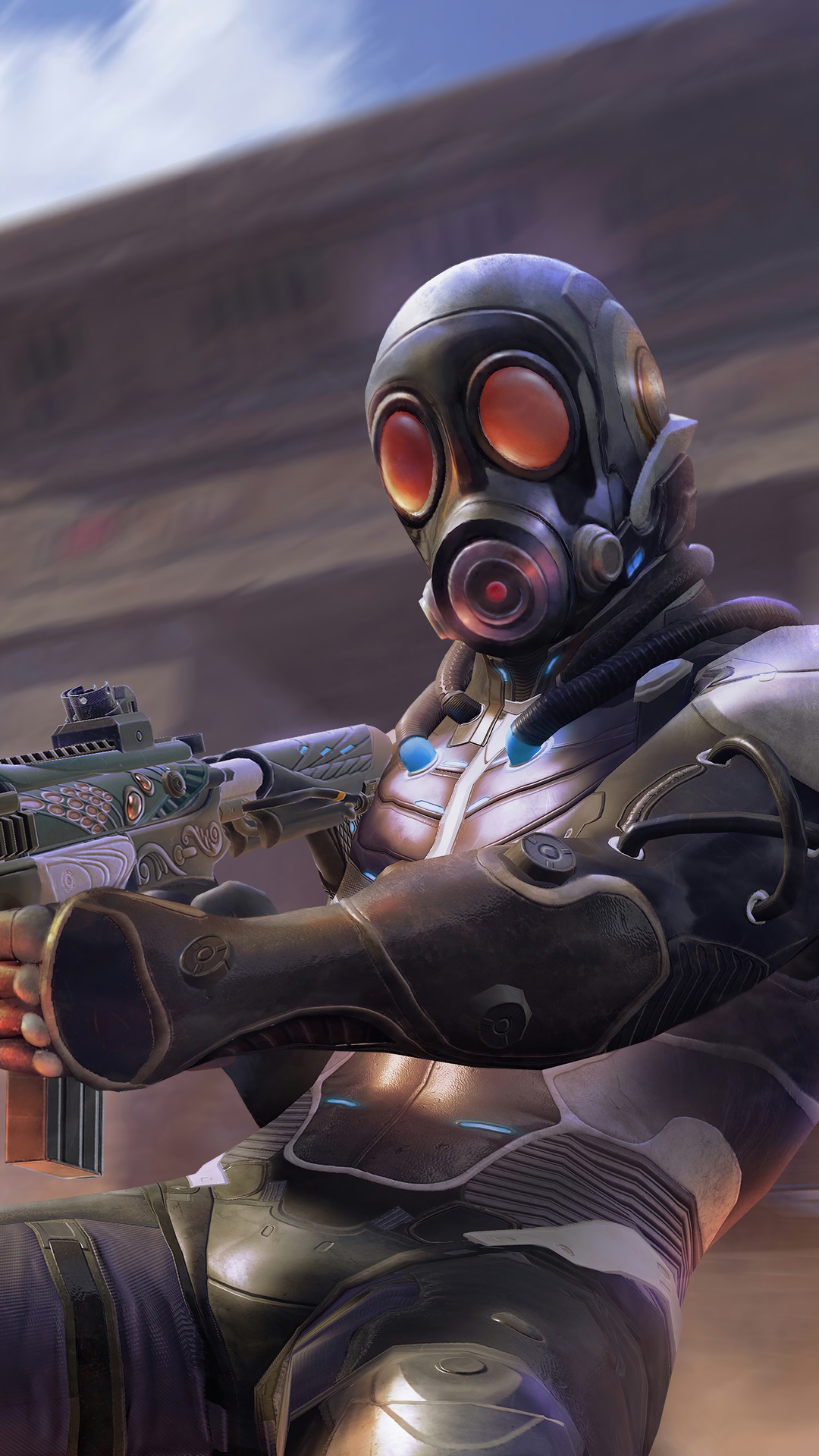Character in gas mask holding a rifle in PUBG HD Phone Wallpaper
