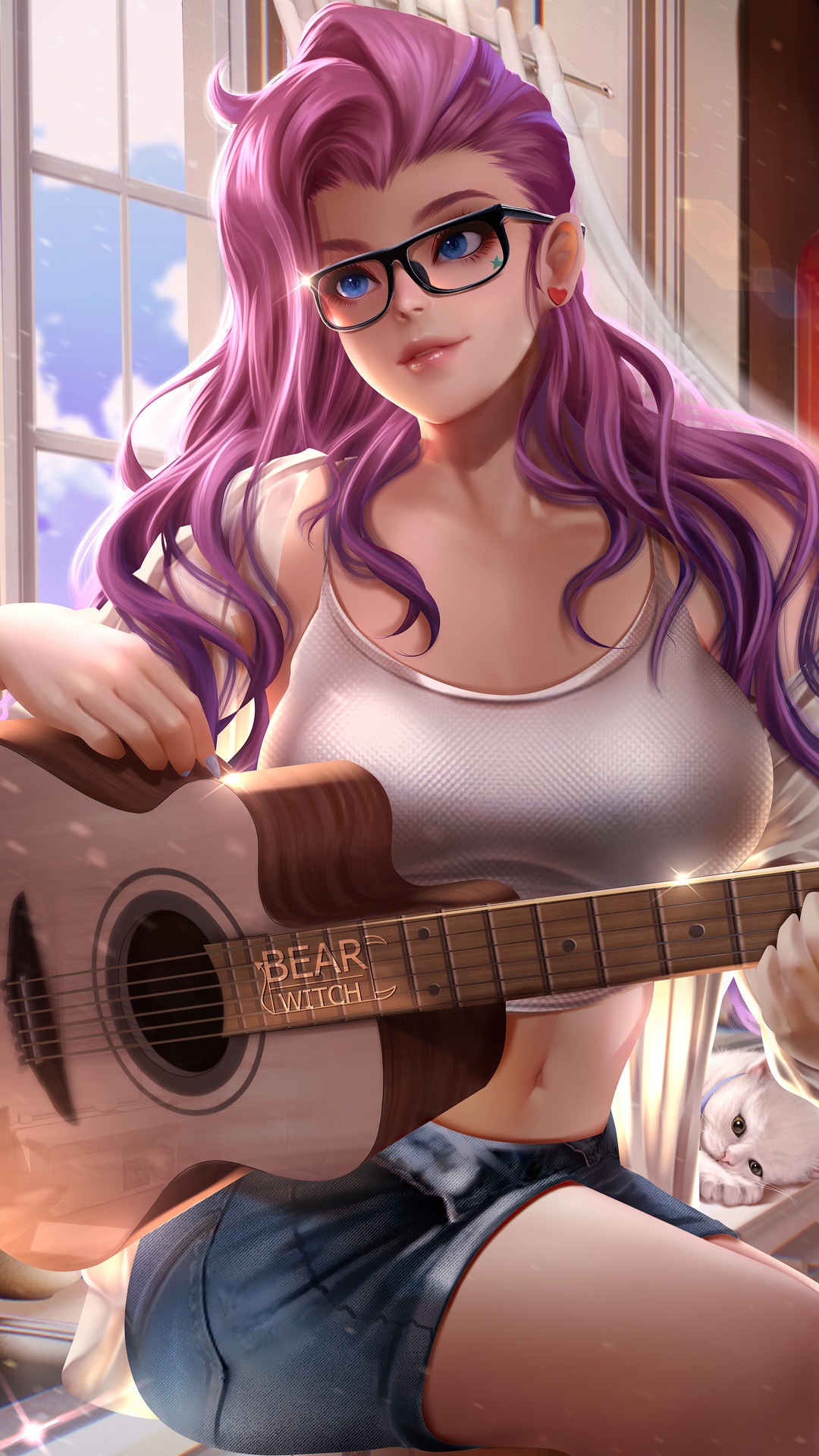 Seraphine from League of Legends playing guitar HD Phone Wallpaper