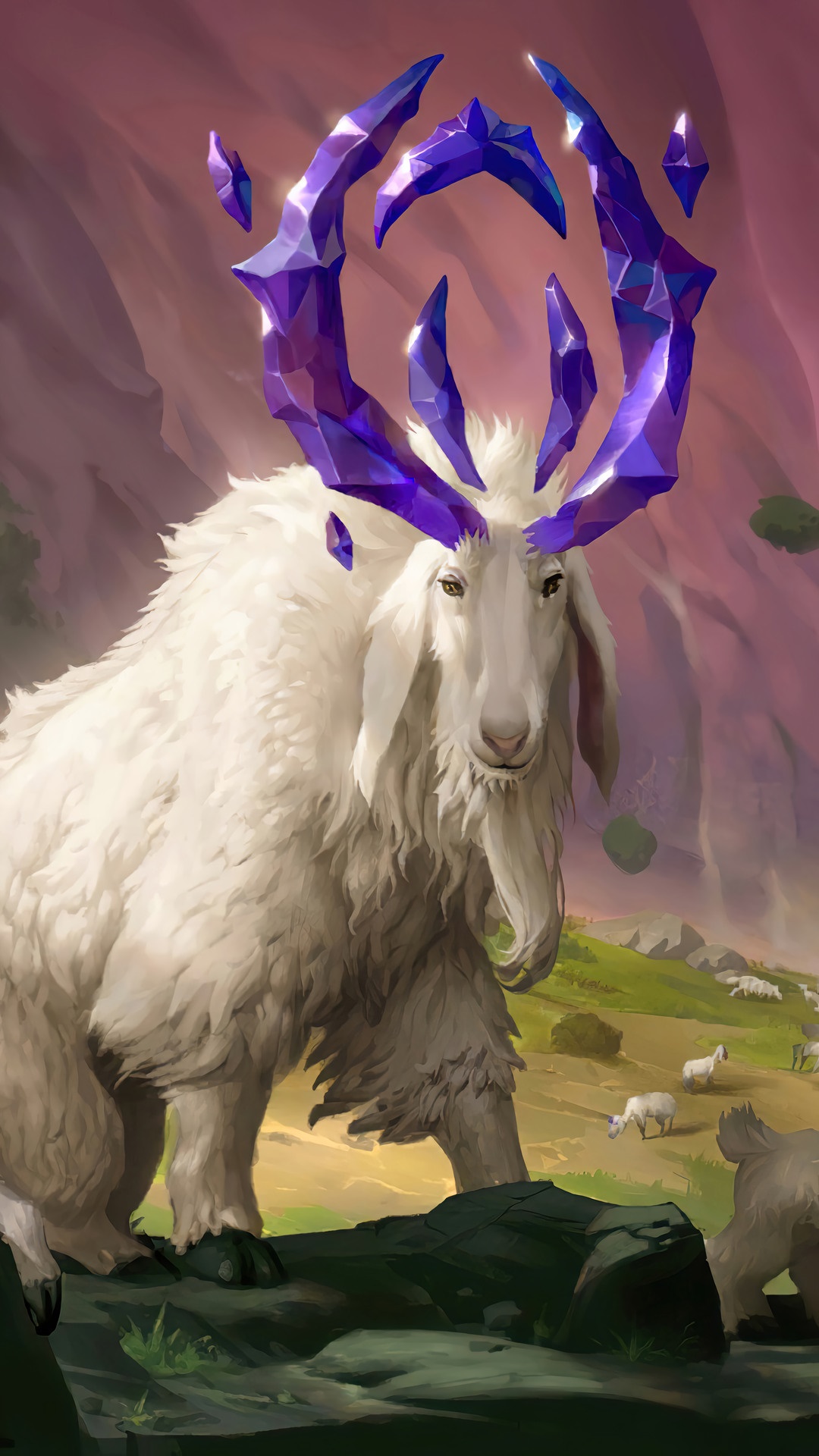 A Targon Mountain Goat with Crystal Antlers from Legends of Runeterra HD Phone Wallpaper