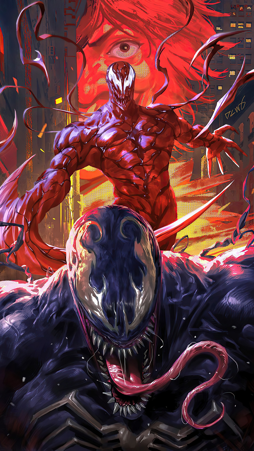 Venom and Carnage from Marvel Comics HD Phone Wallpaper
