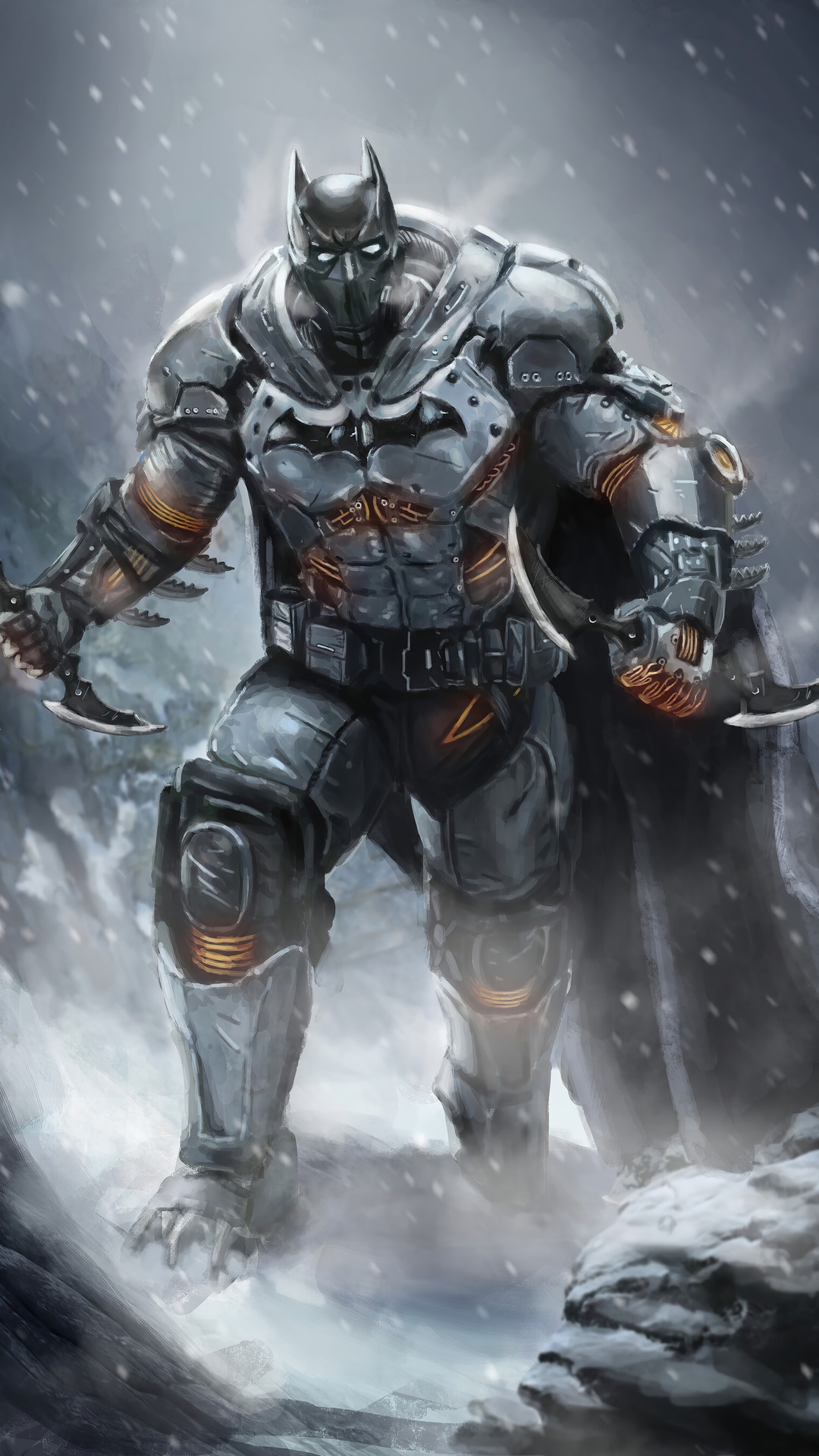 Batman from DC Comics in armored suit HD Phone Wallpaper