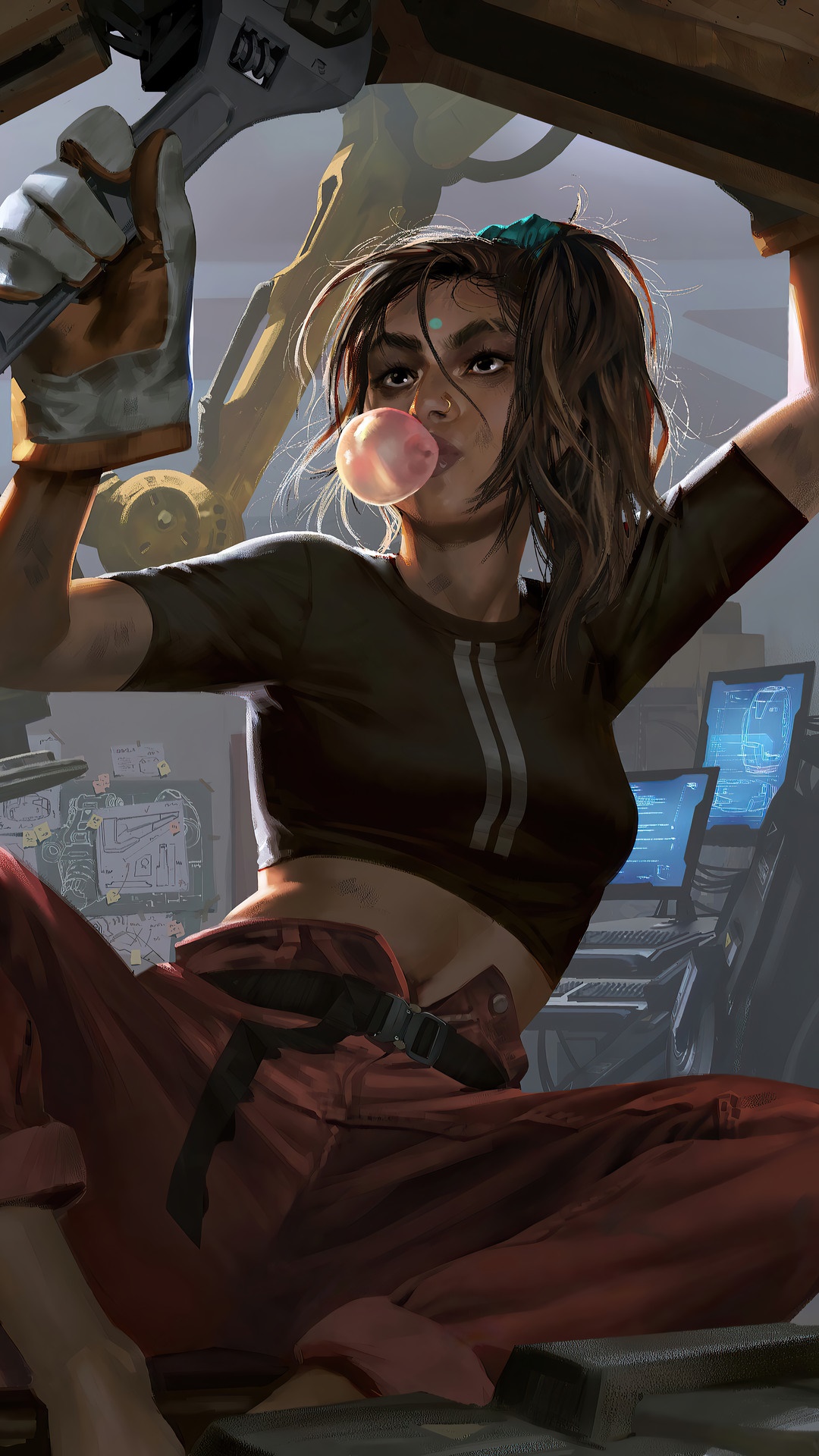 Rampart from Apex Legends working on machinery HD Phone Wallpaper