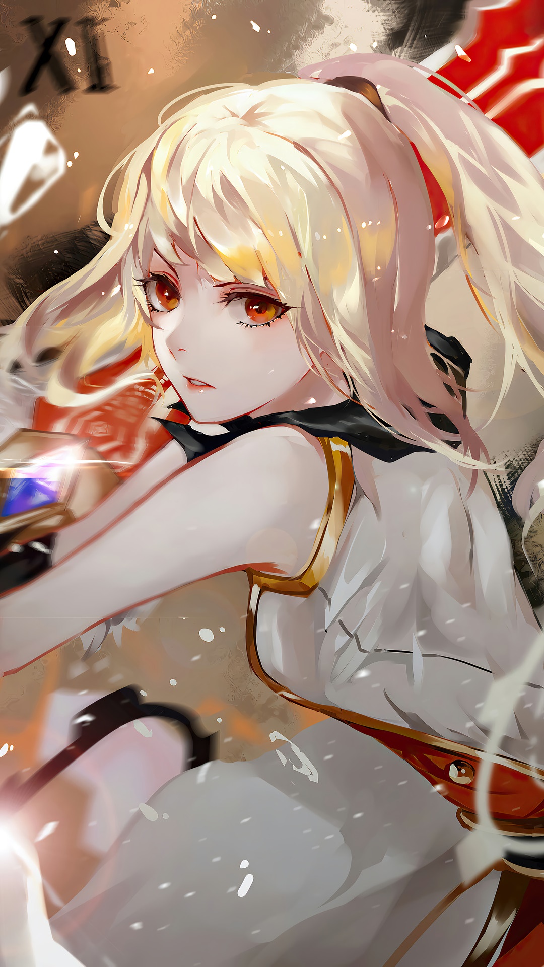 Anime Warrior Girl with Blonde Hair HD Phone Wallpaper
