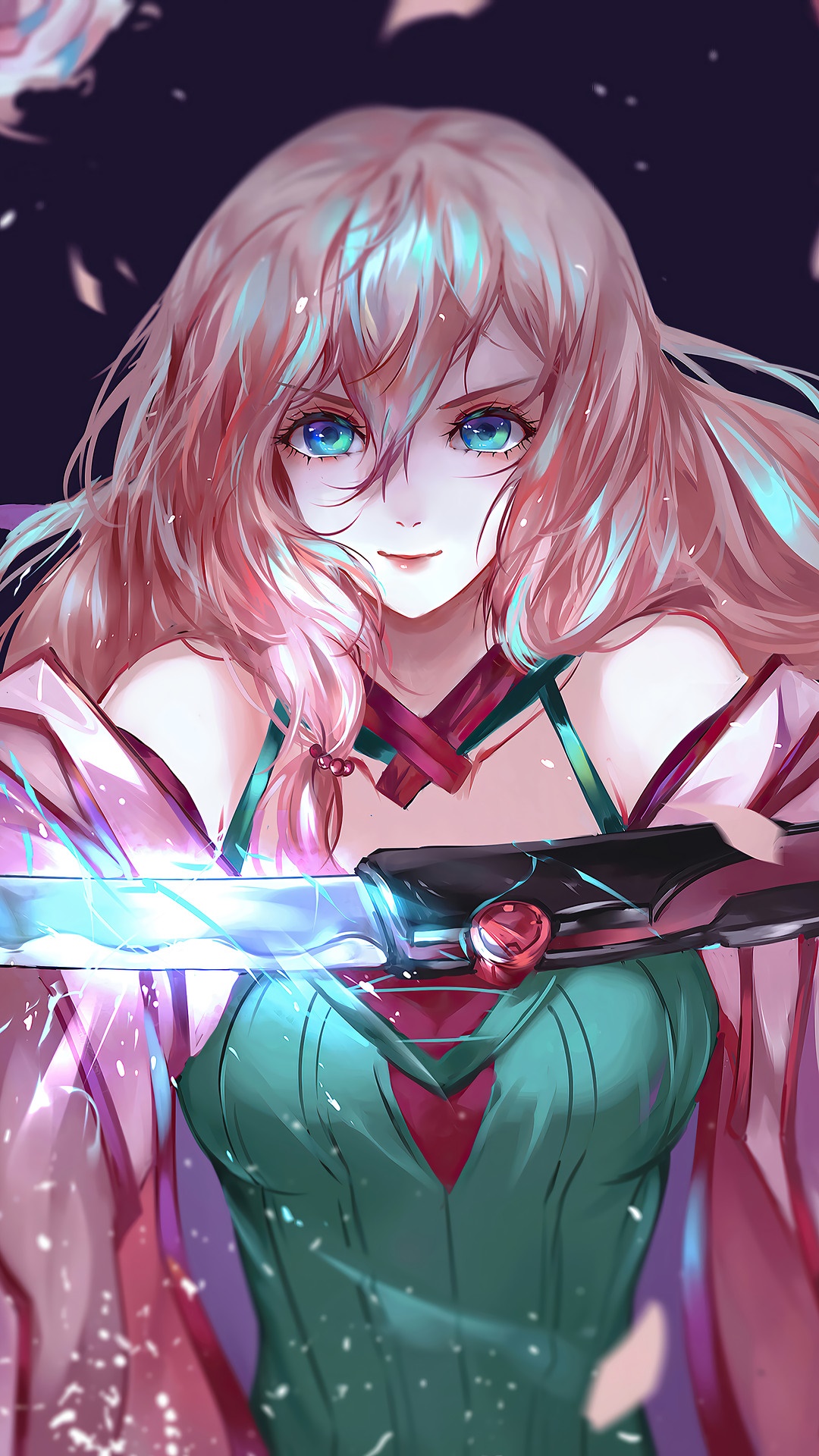 Anime Girl with Katana HD Phone Wallpaper