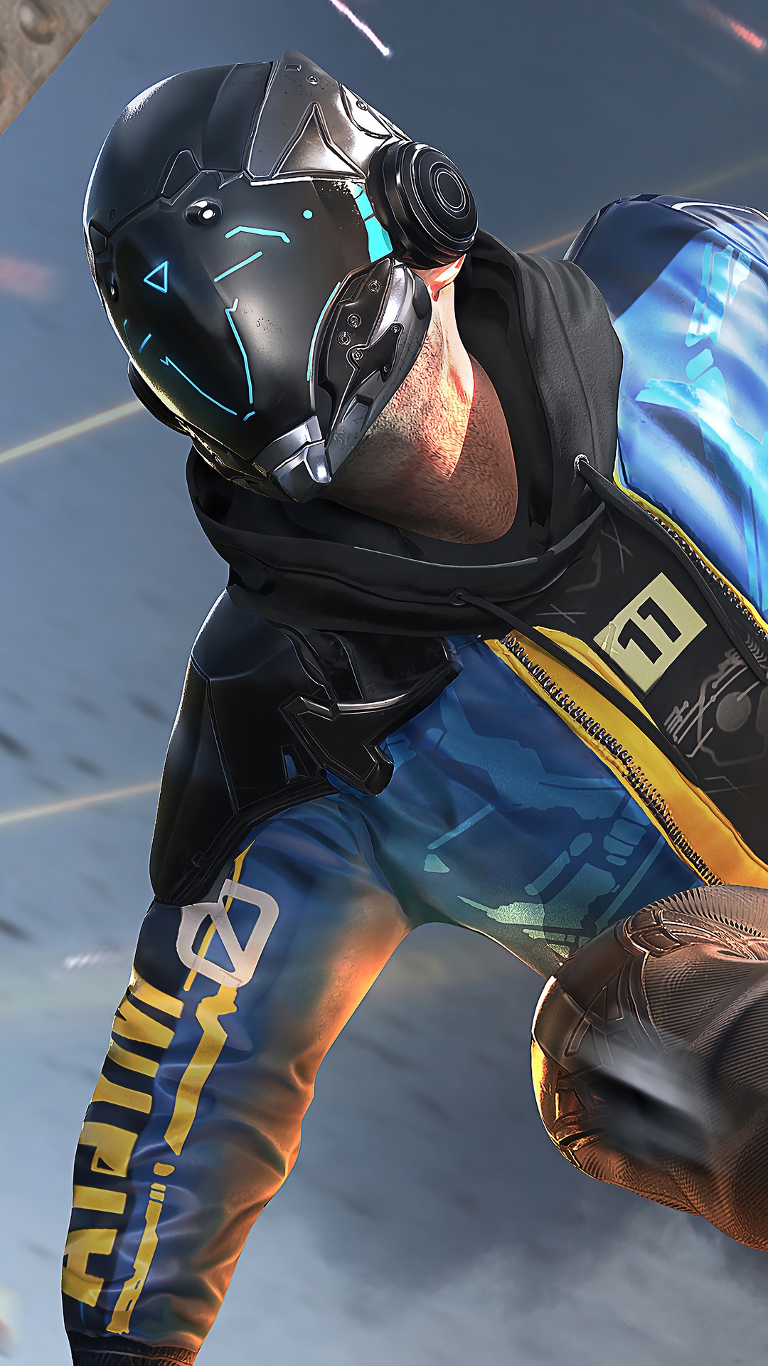 Character from PUBG Mobile wearing a futuristic helmet HD Phone Wallpaper