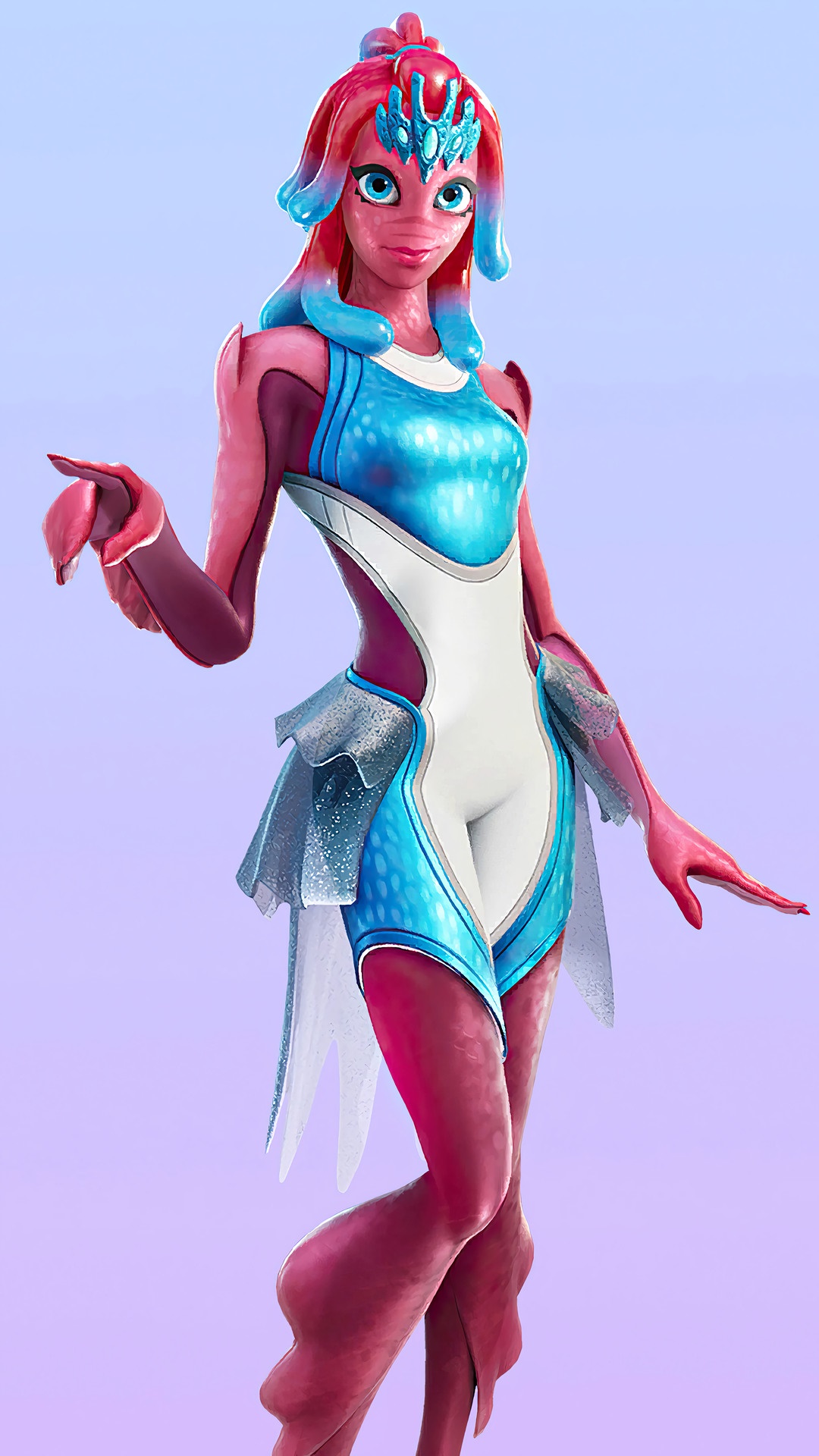 Fortnite character with pink and blue hair HD Phone Wallpaper
