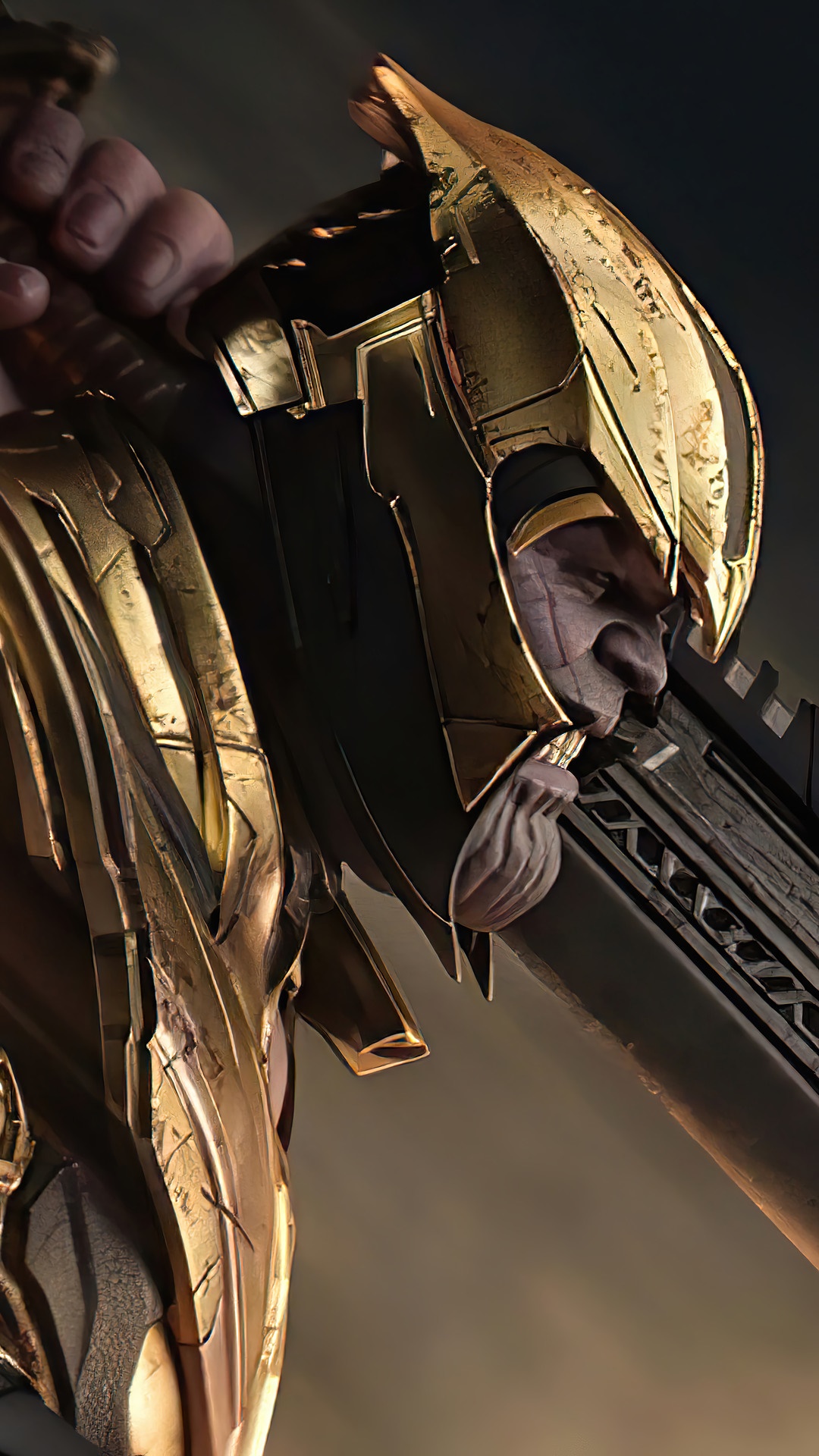 Thanos from Marvel Comics in golden armor HD Phone Wallpaper