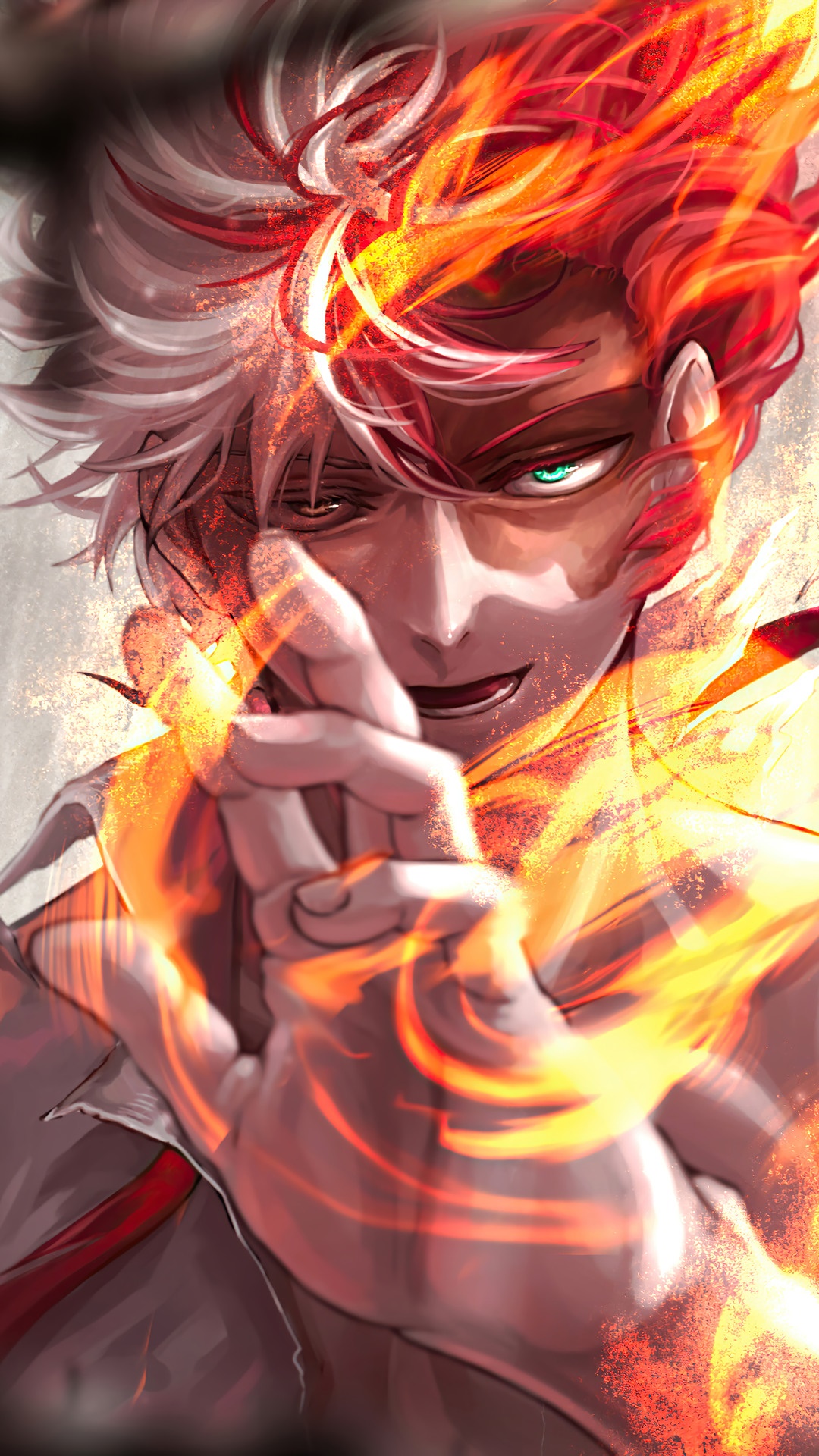 Shoto Todoroki from My Hero Academia with fire and ice HD Phone Wallpaper