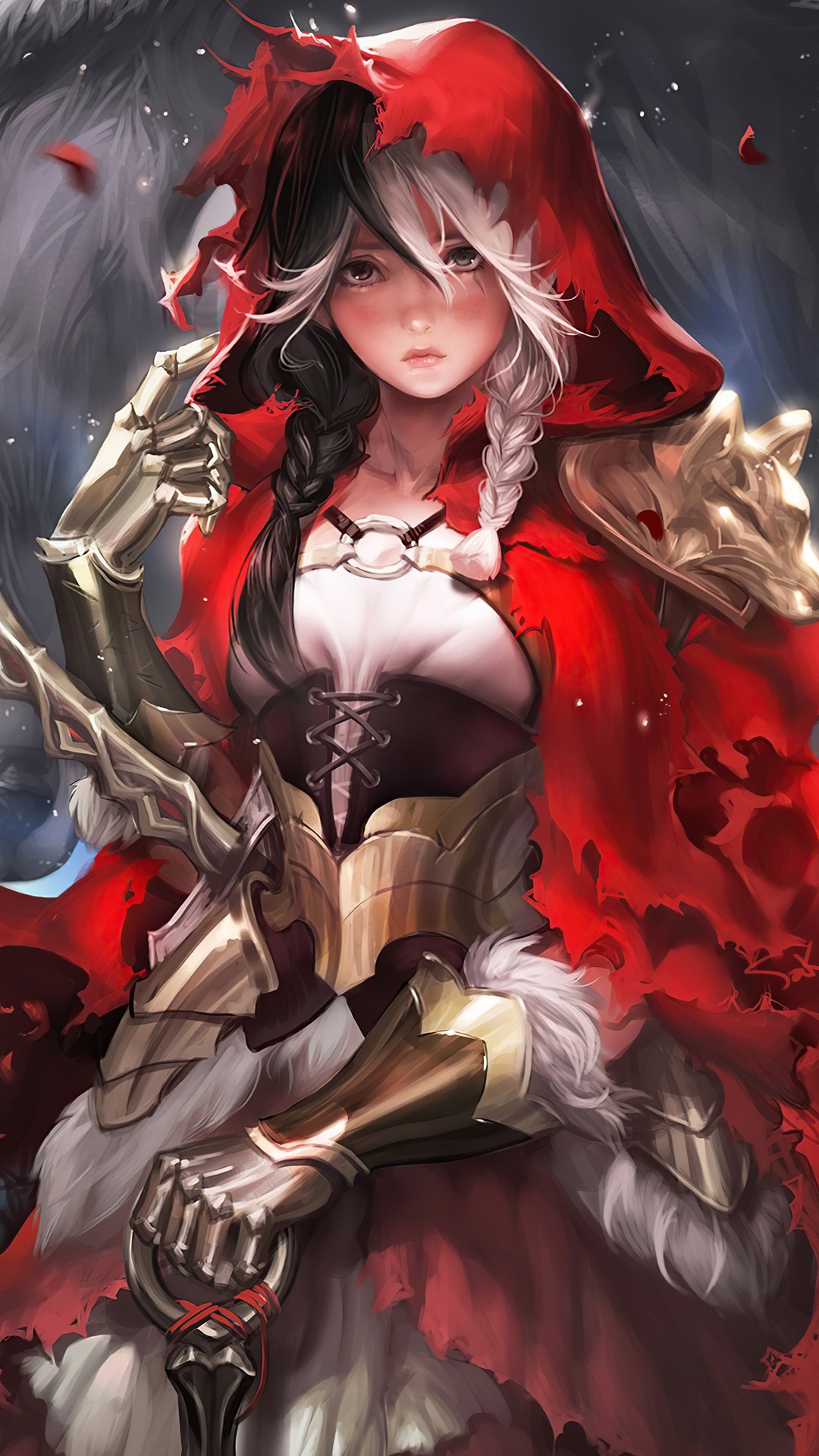 Fantasy Red Riding Hood Warrior HD Phone Wallpaper
