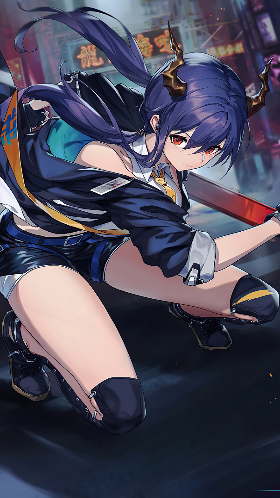 Chen from Arknights holding a sword HD Phone Wallpaper