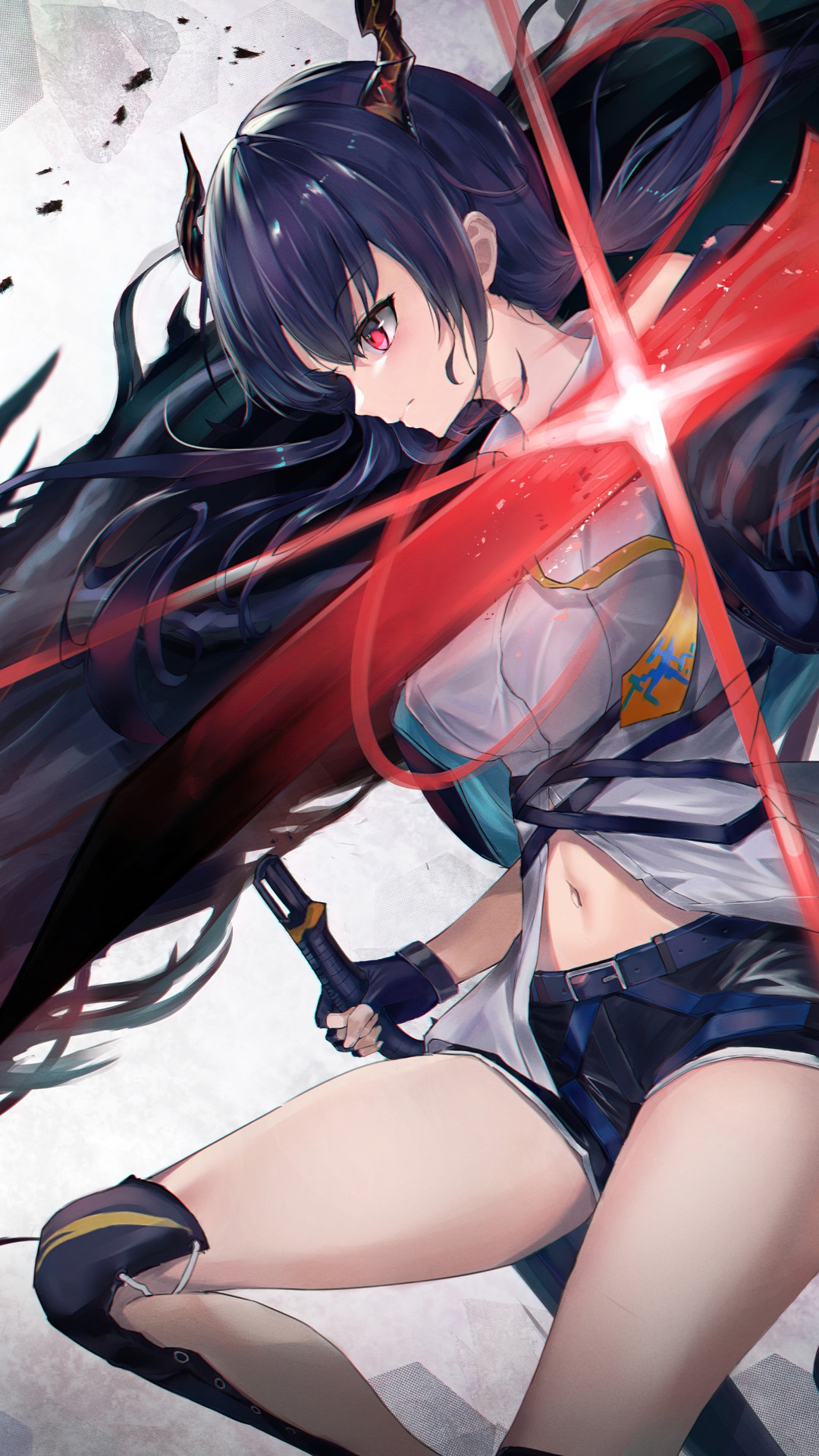 Chen from Arknights with a red energy sword HD Phone Wallpaper
