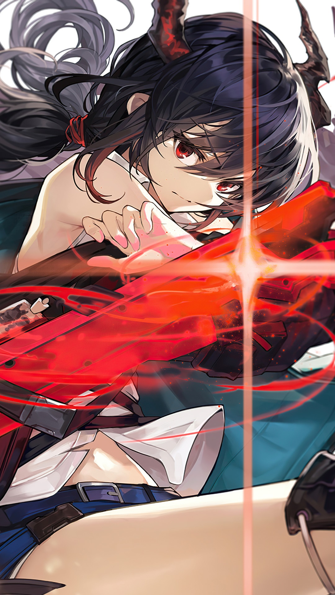 Chen from Arknights with a red sword HD Phone Wallpaper
