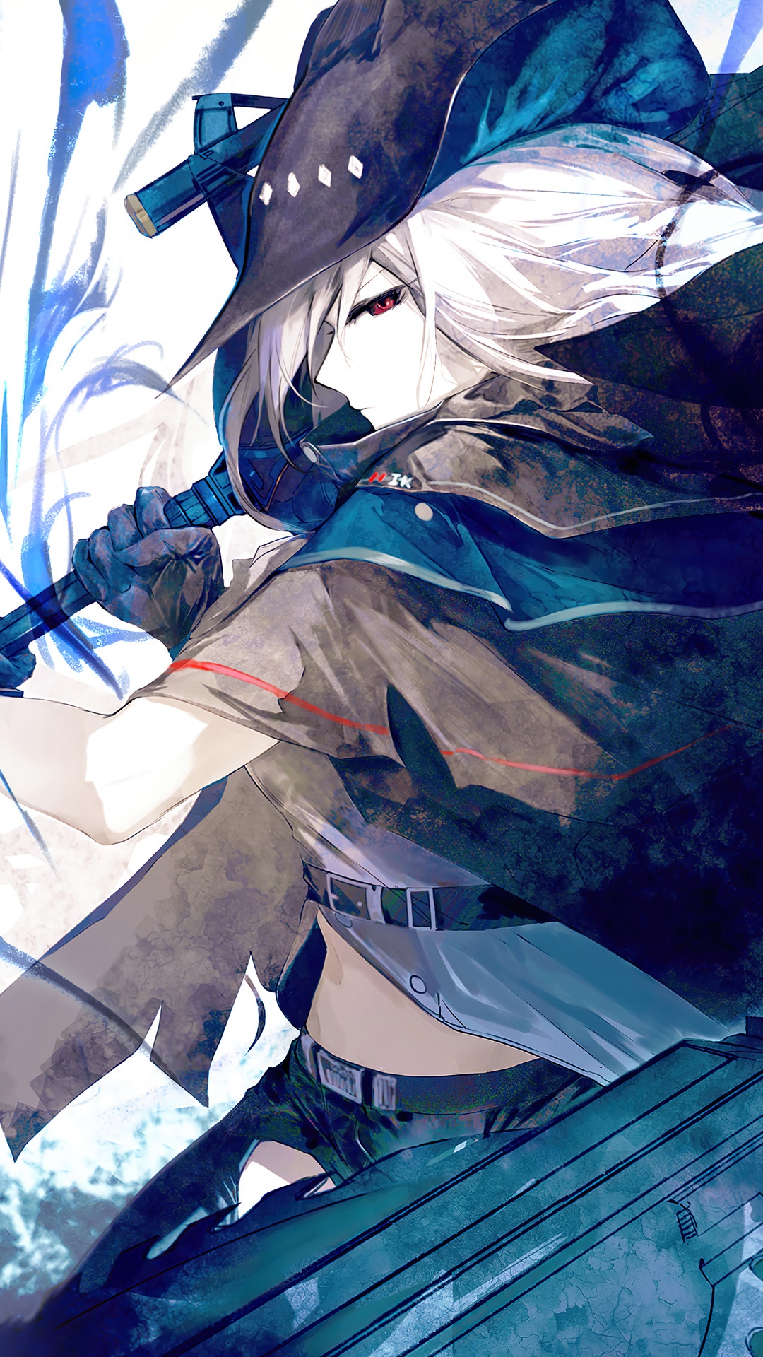Skadi from Arknights holding a weapon HD Phone Wallpaper