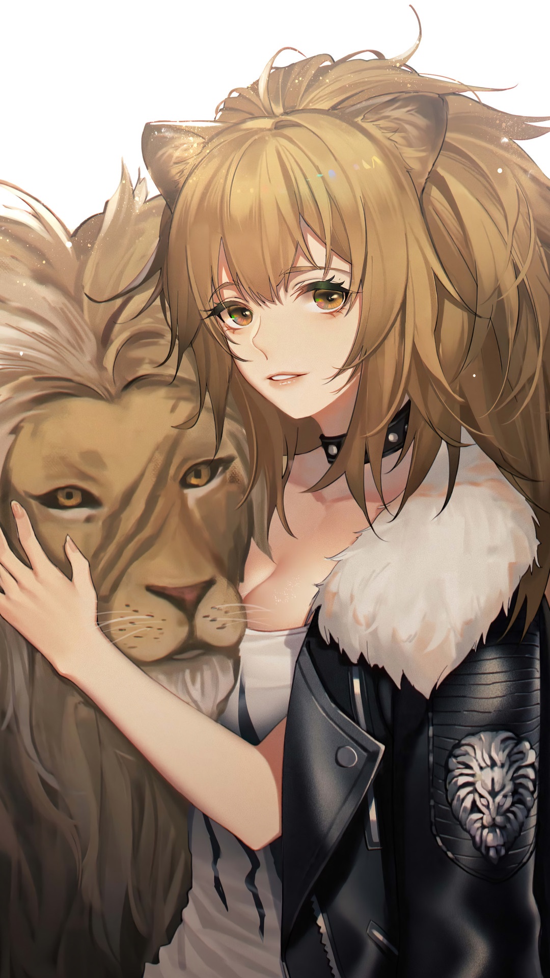 Siege from Arknights with a lion HD Phone Wallpaper