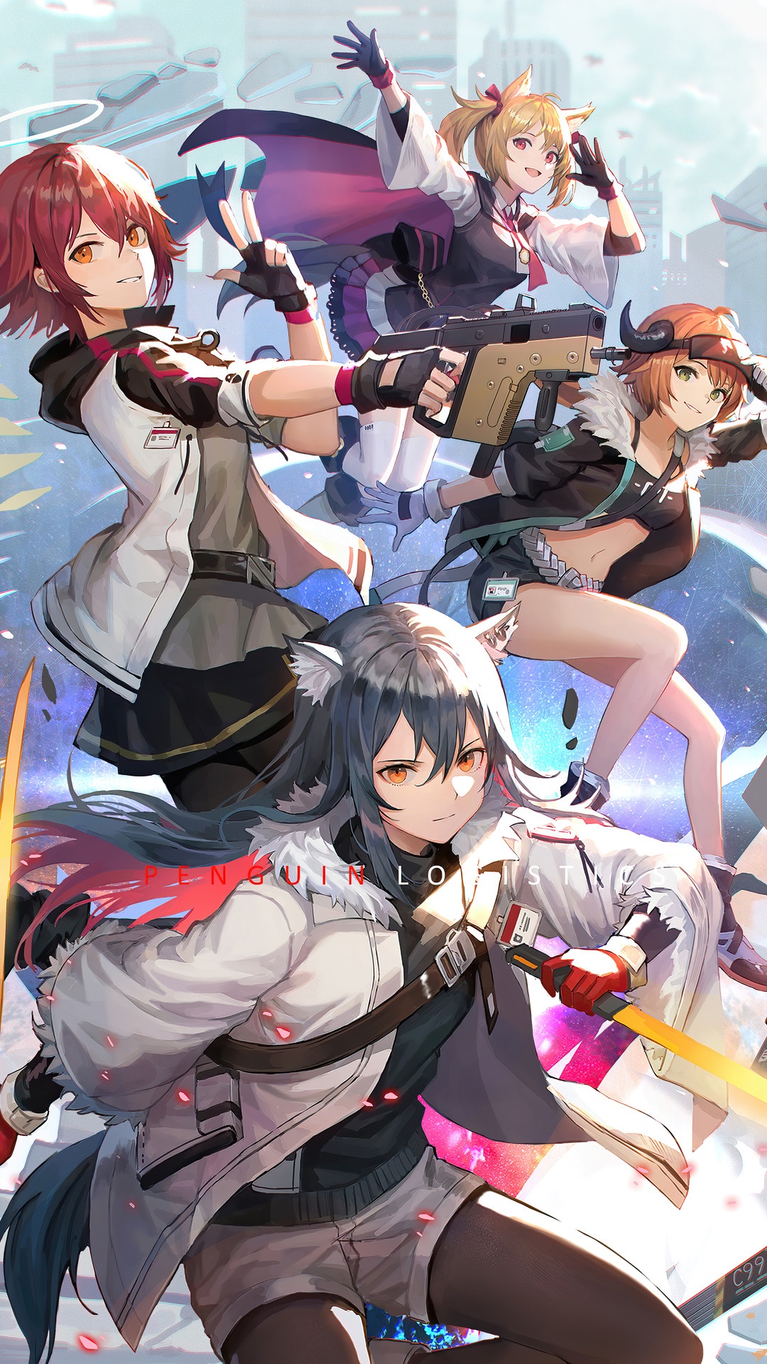 Arknights characters in a dynamic group pose HD Phone Wallpaper