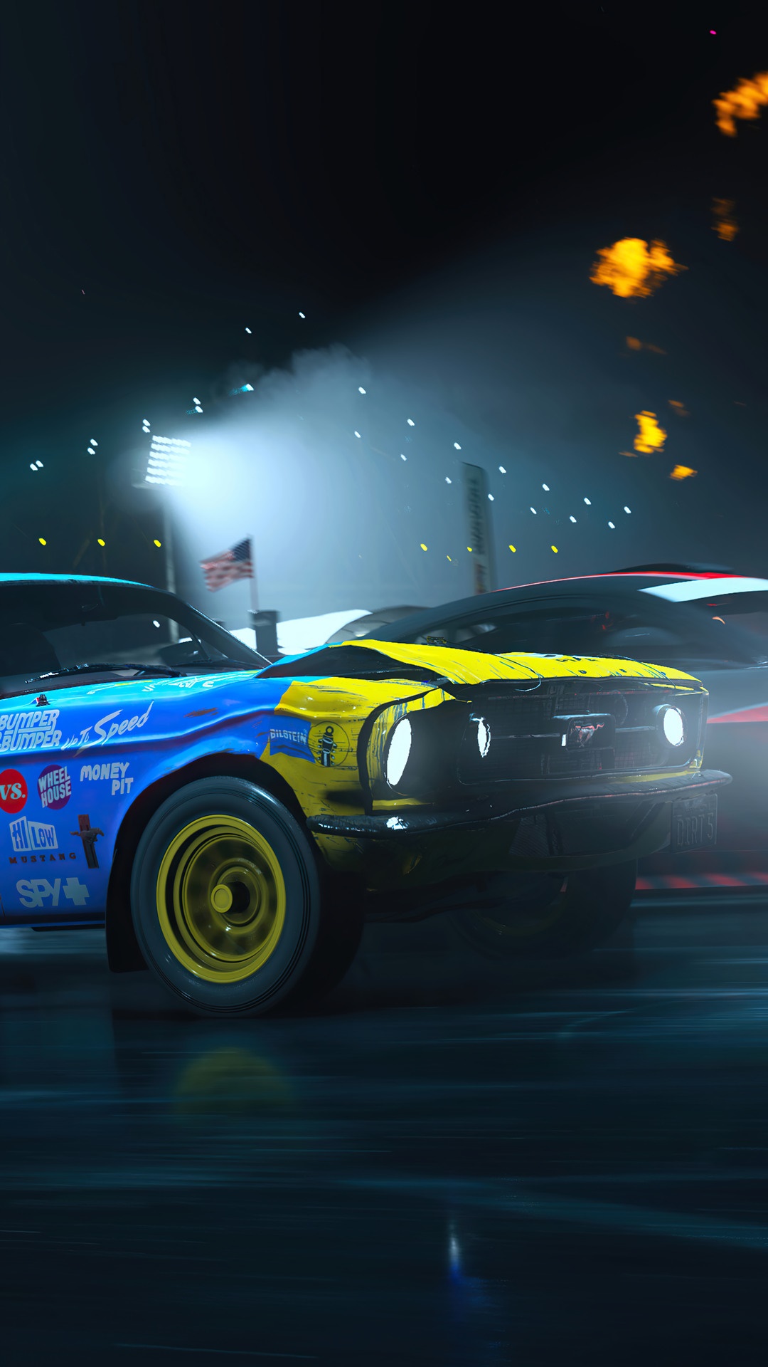 Dirt 5 video game racing cars at night HD Phone Wallpaper