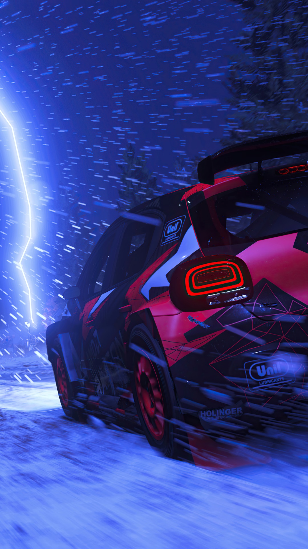 Dirt 5 Rally Car in Lightning Storm HD Phone Wallpaper