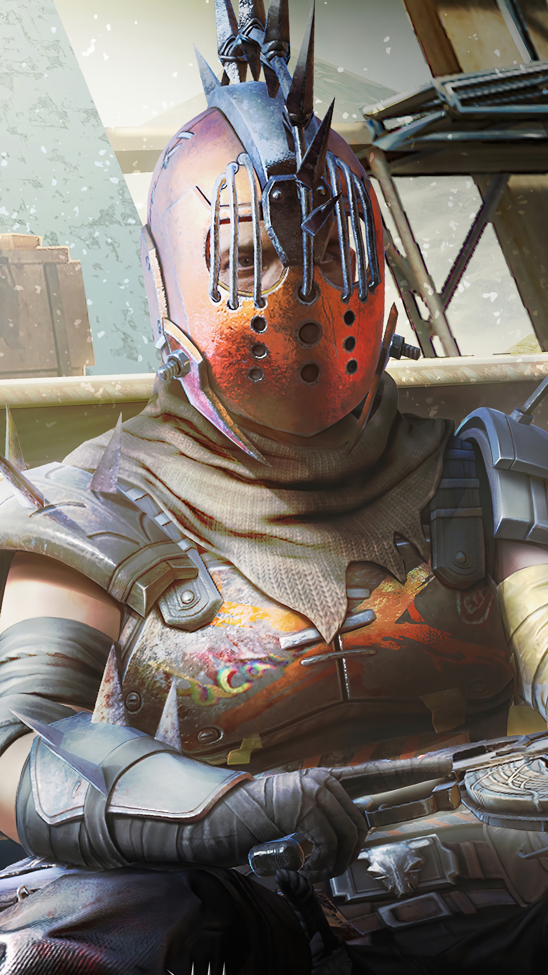 Character from PUBG Mobile wearing a mask and armor HD Phone Wallpaper