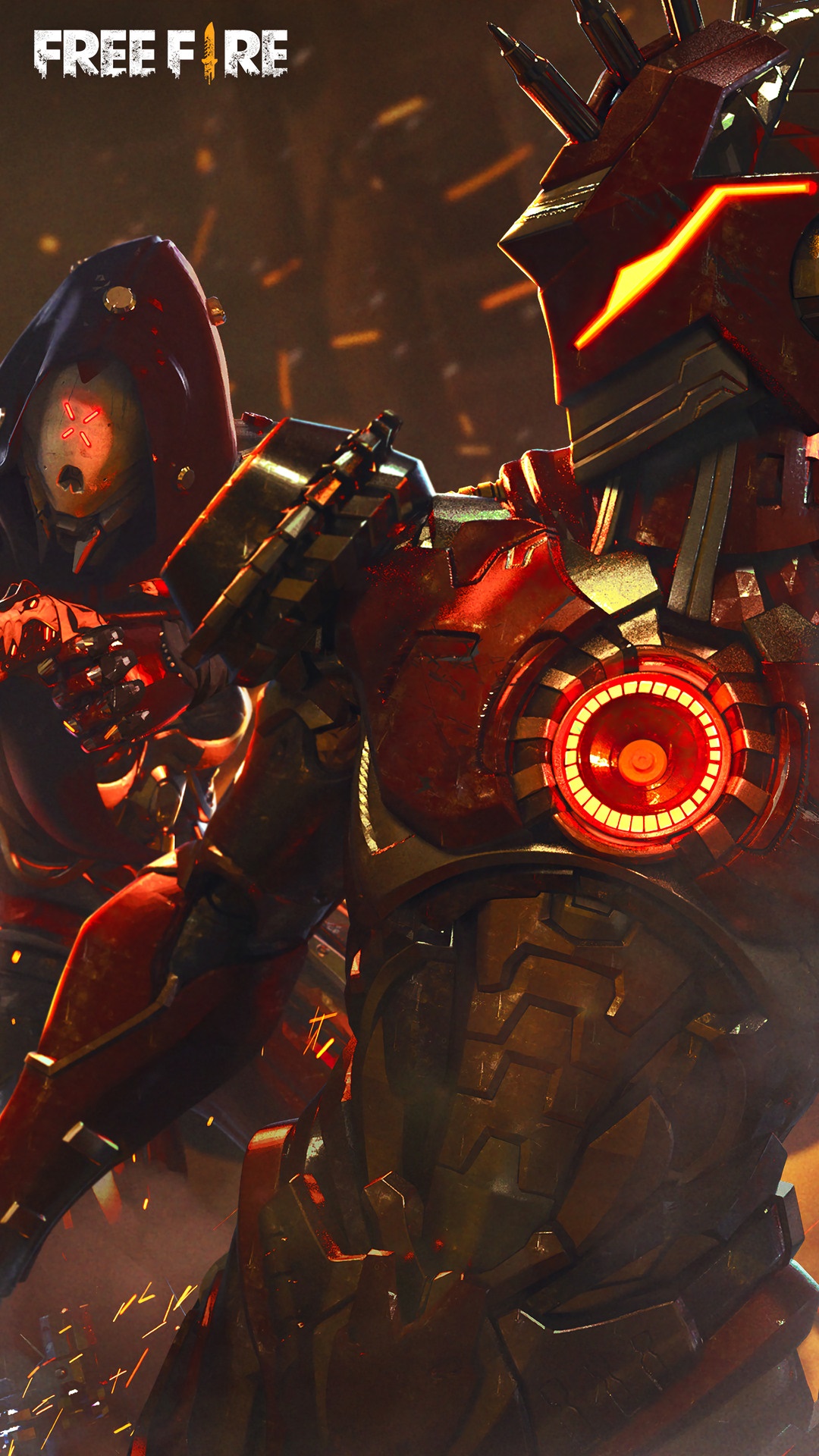 Free Fire characters in red armor HD Phone Wallpaper