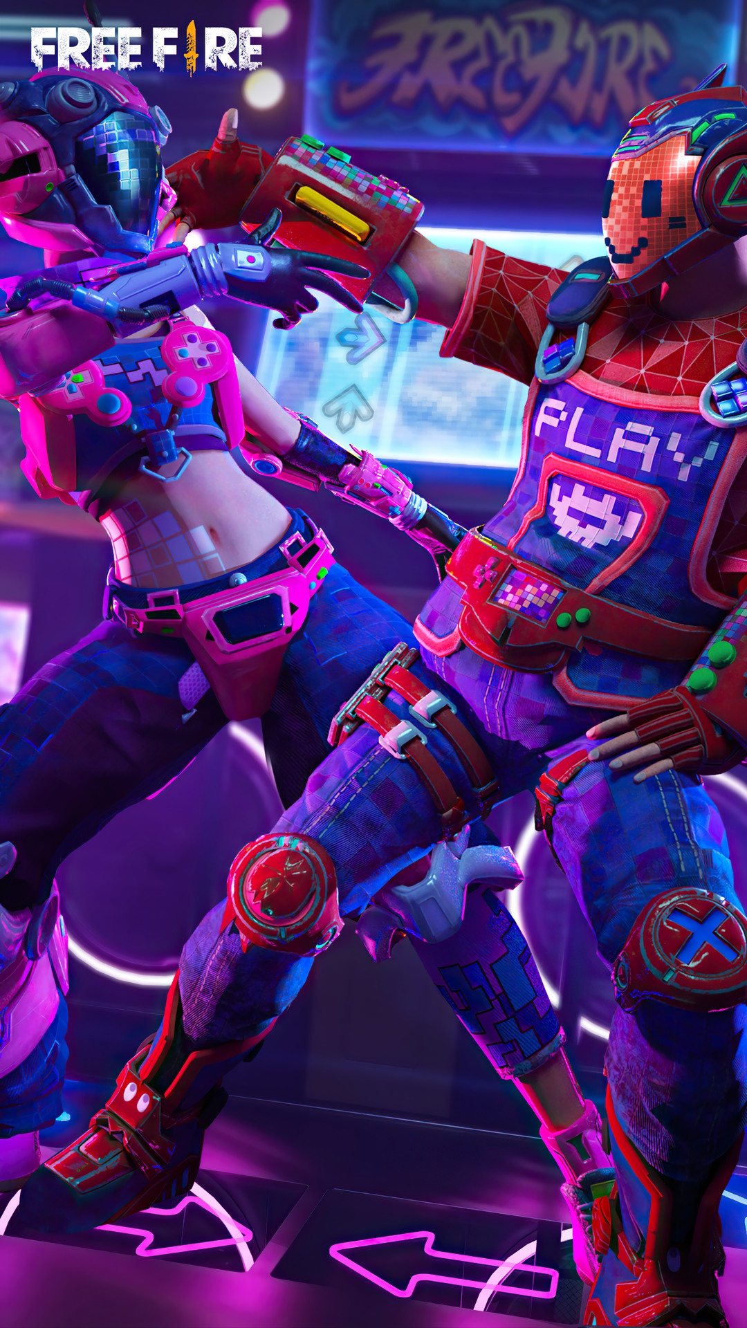 Free Fire characters in futuristic outfits HD Phone Wallpaper