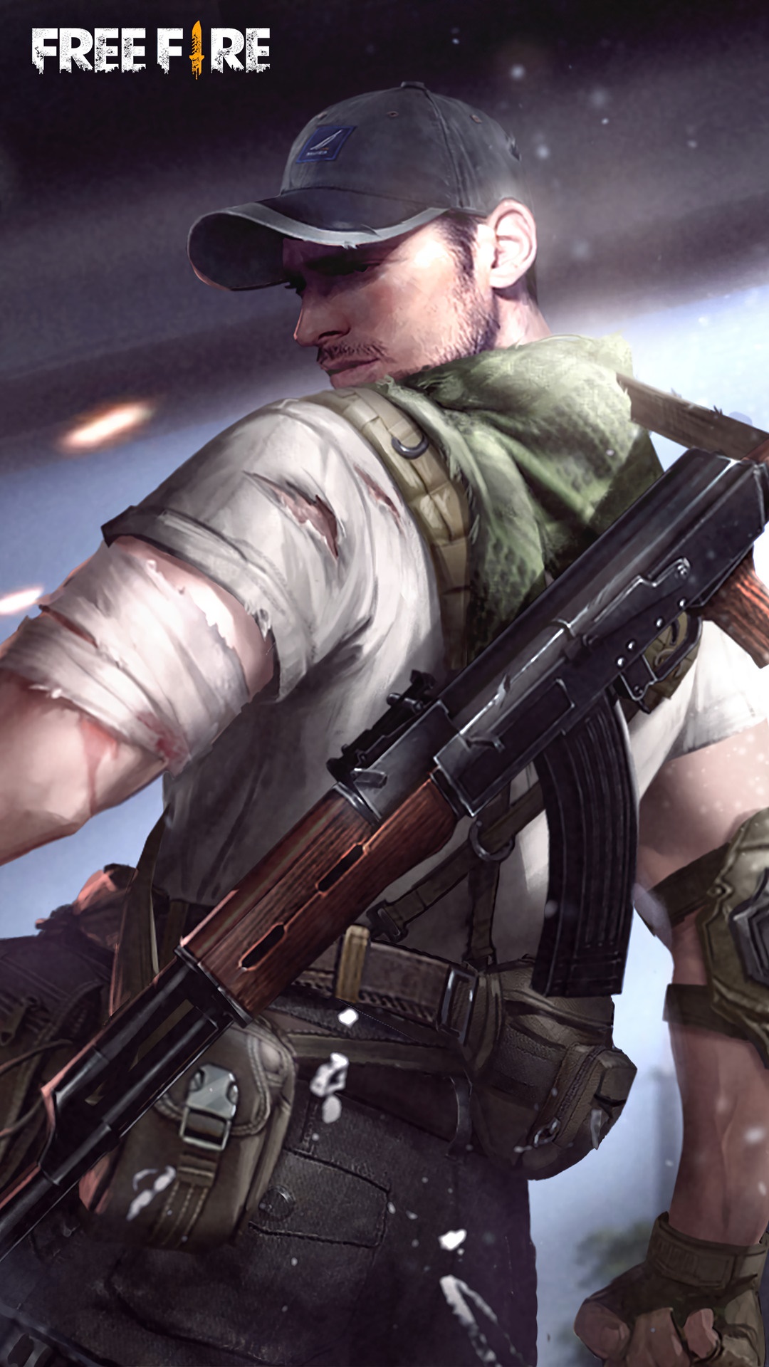 Free Fire character with assault rifle HD Phone Wallpaper