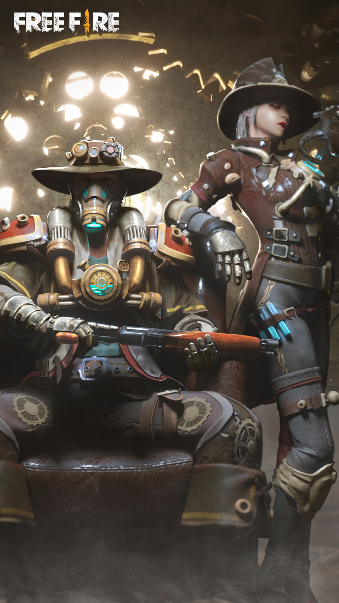 Garena Free Fire characters with steampunk outfits HD Phone Wallpaper