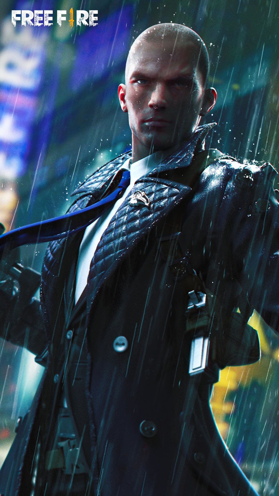 Free Fire character in the rain HD Phone Wallpaper