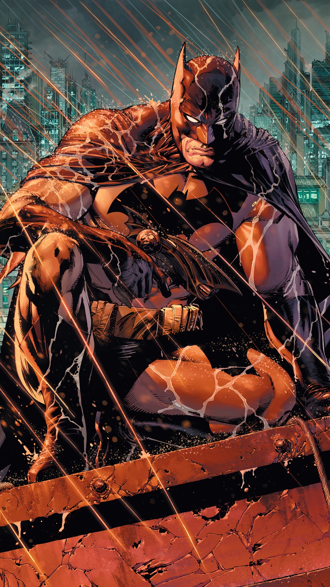 Batman from DC Comics in the rain HD Phone Wallpaper
