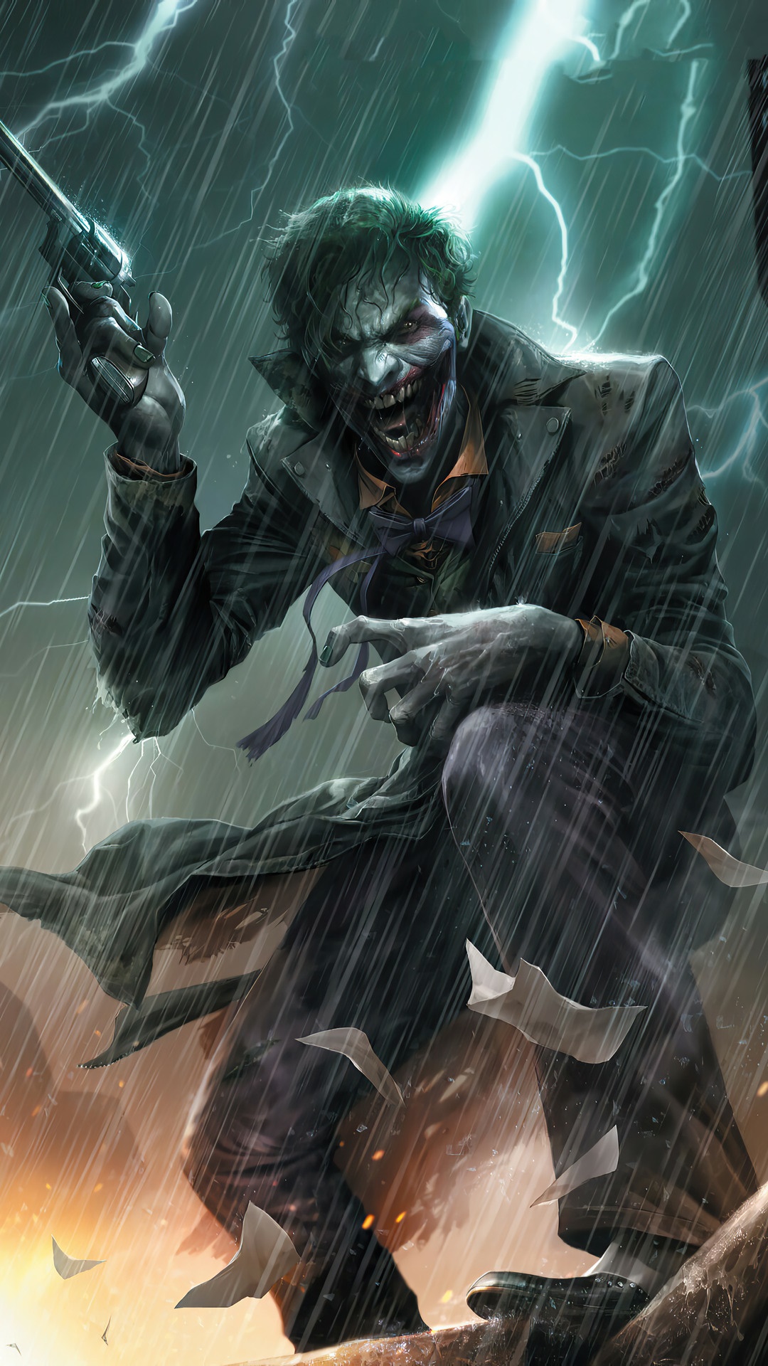 Joker from DC Comics in the rain HD Phone Wallpaper