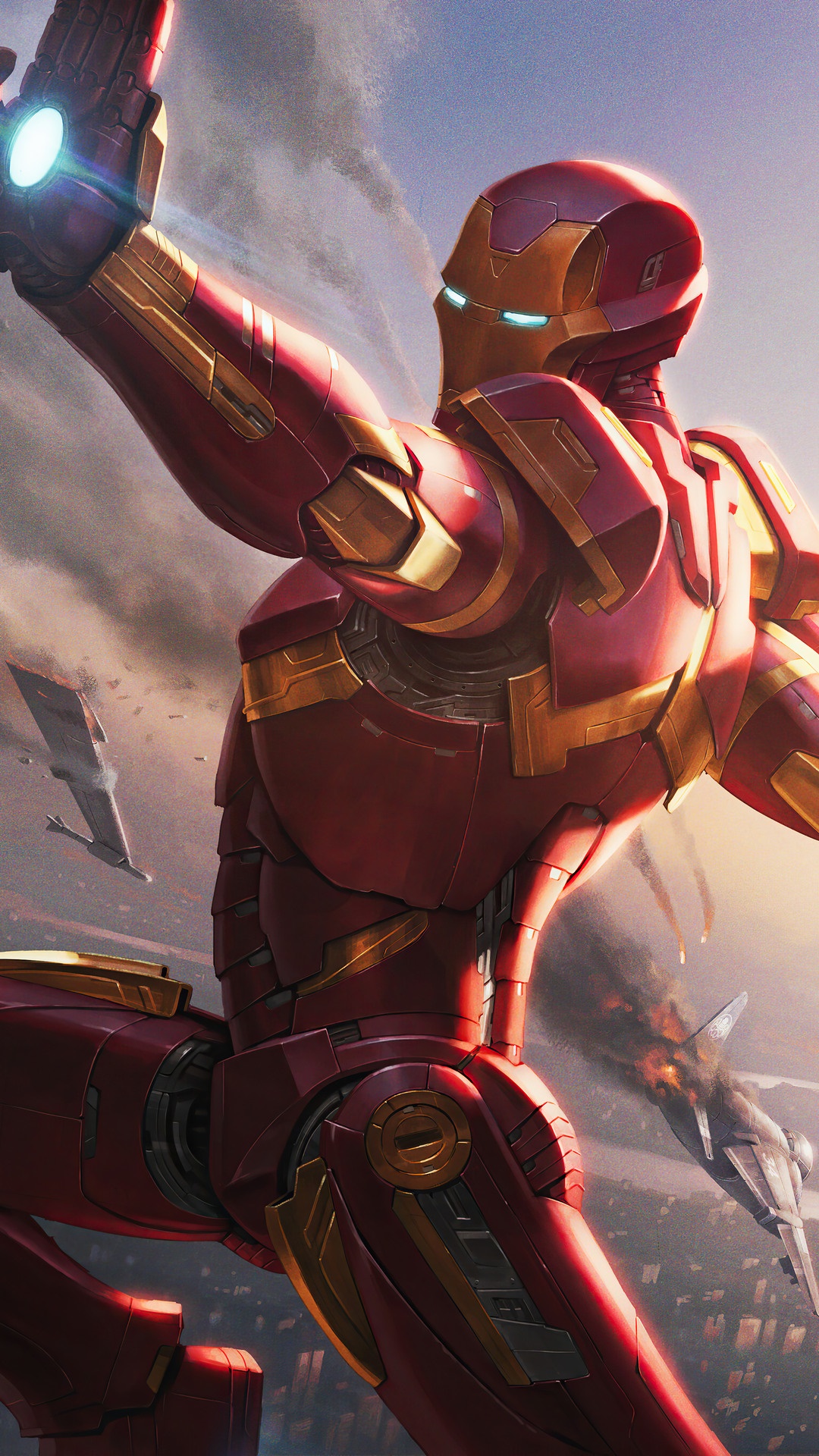 Iron Man from Marvel Comics in battle HD Phone Wallpaper