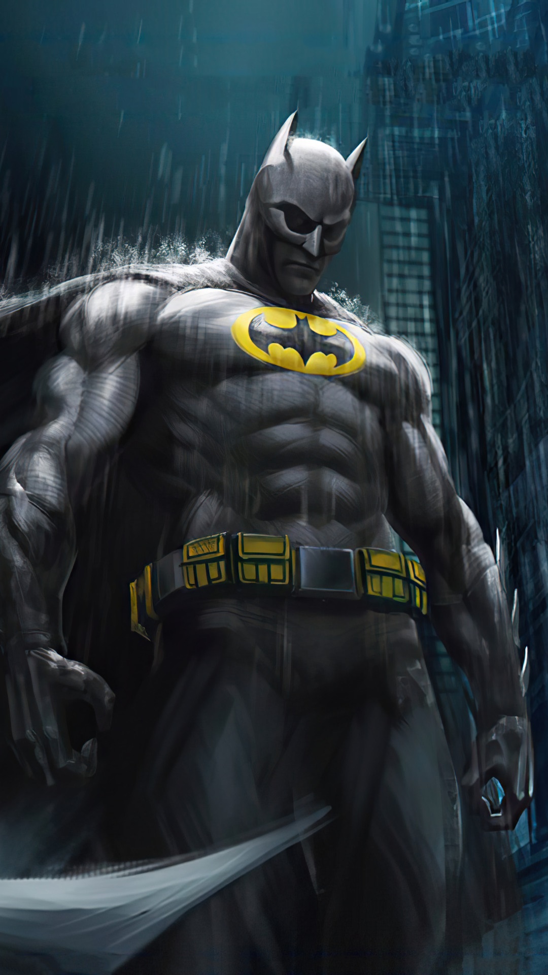 Batman from DC Comics in the rain HD Phone Wallpaper