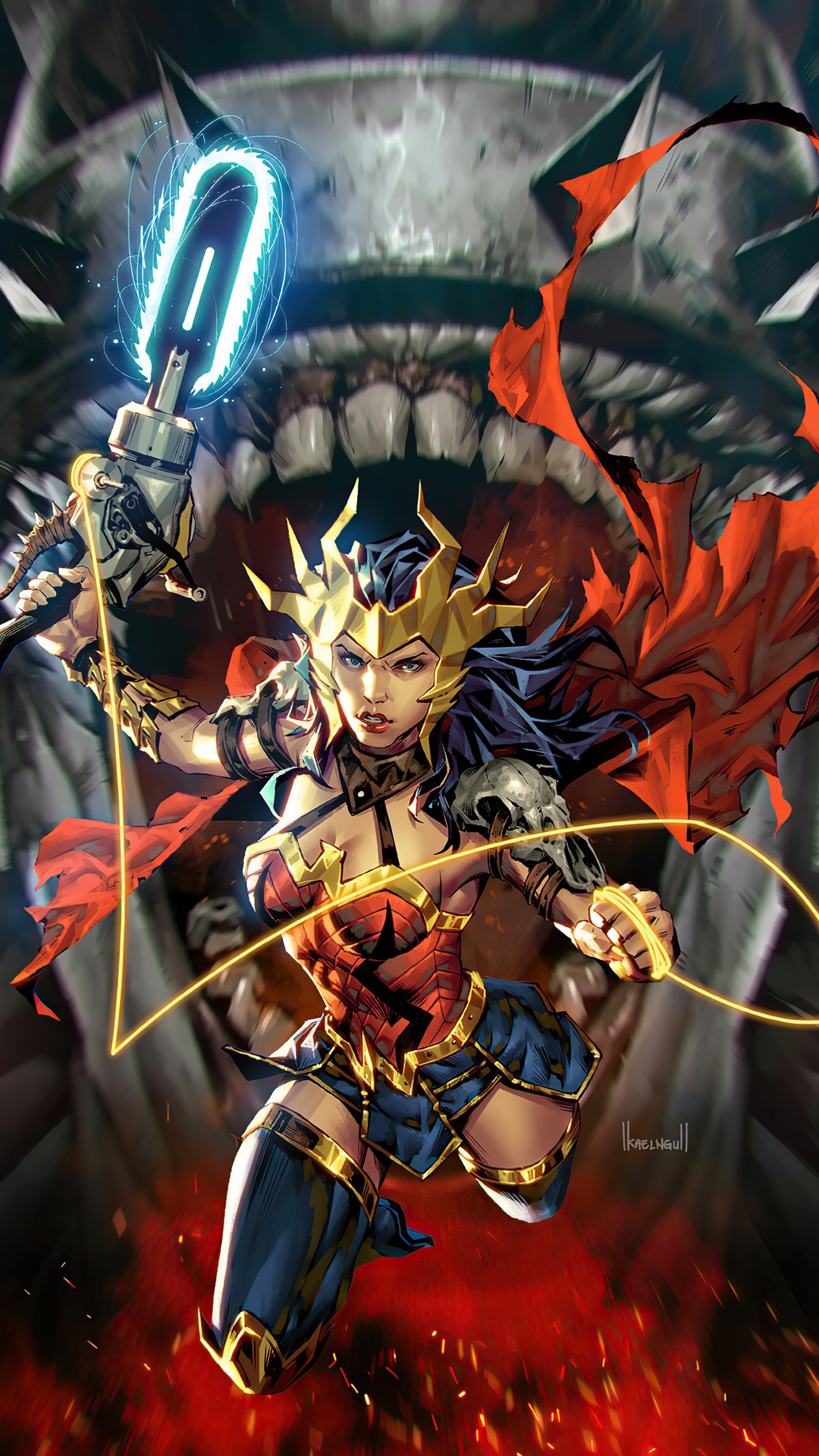 Wonder Woman from DC Comics in battle HD Phone Wallpaper
