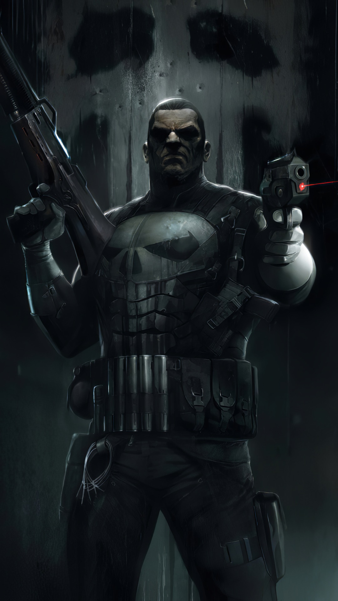 The Punisher from Marvel Comics holding guns HD Phone Wallpaper