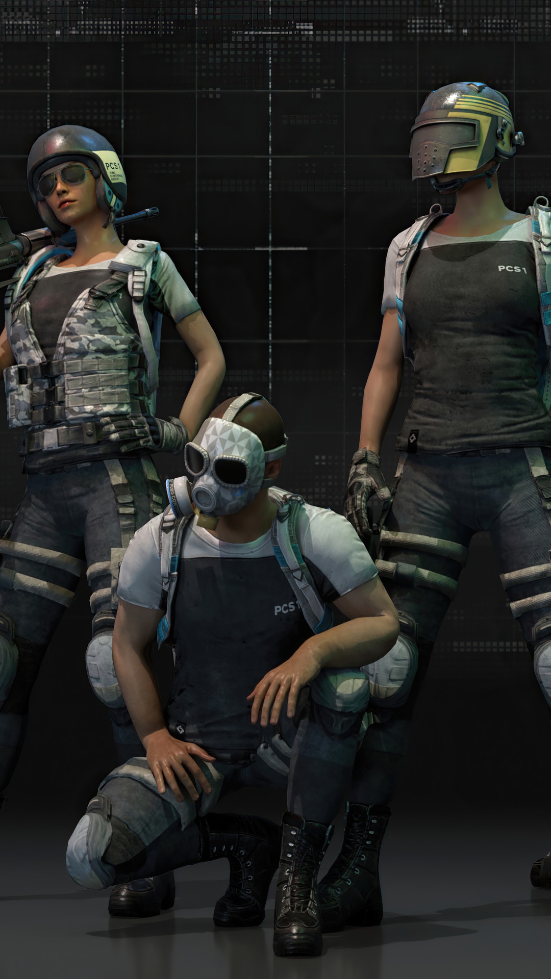 Three characters from PUBG in tactical gear HD Phone Wallpaper