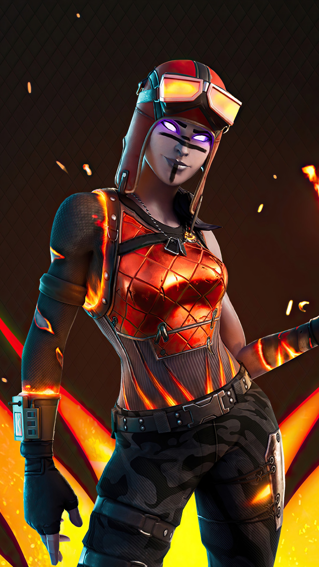 Fortnite Renegade Raider skin with fire effects HD Phone Wallpaper