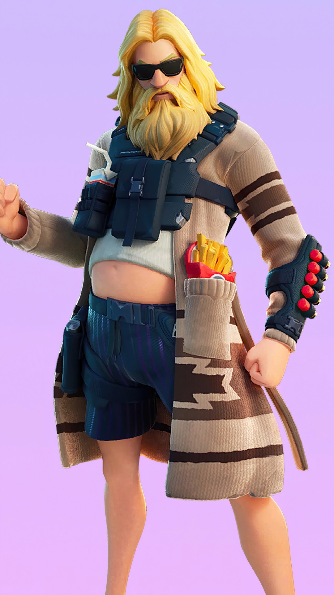 Fortnite character with sunglasses and beard HD Phone Wallpaper