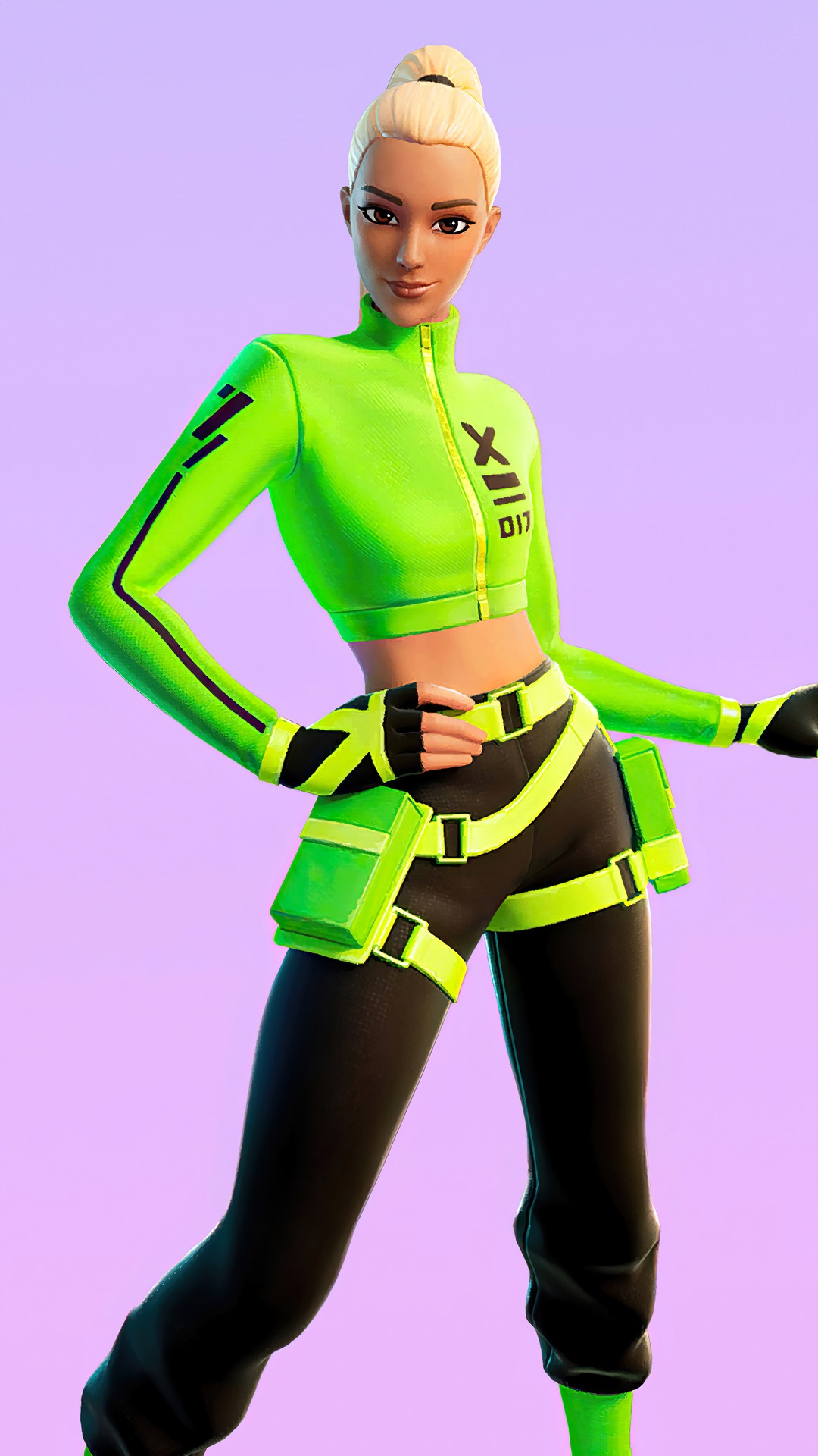 Fortnite character in neon green and black outfit HD Phone Wallpaper