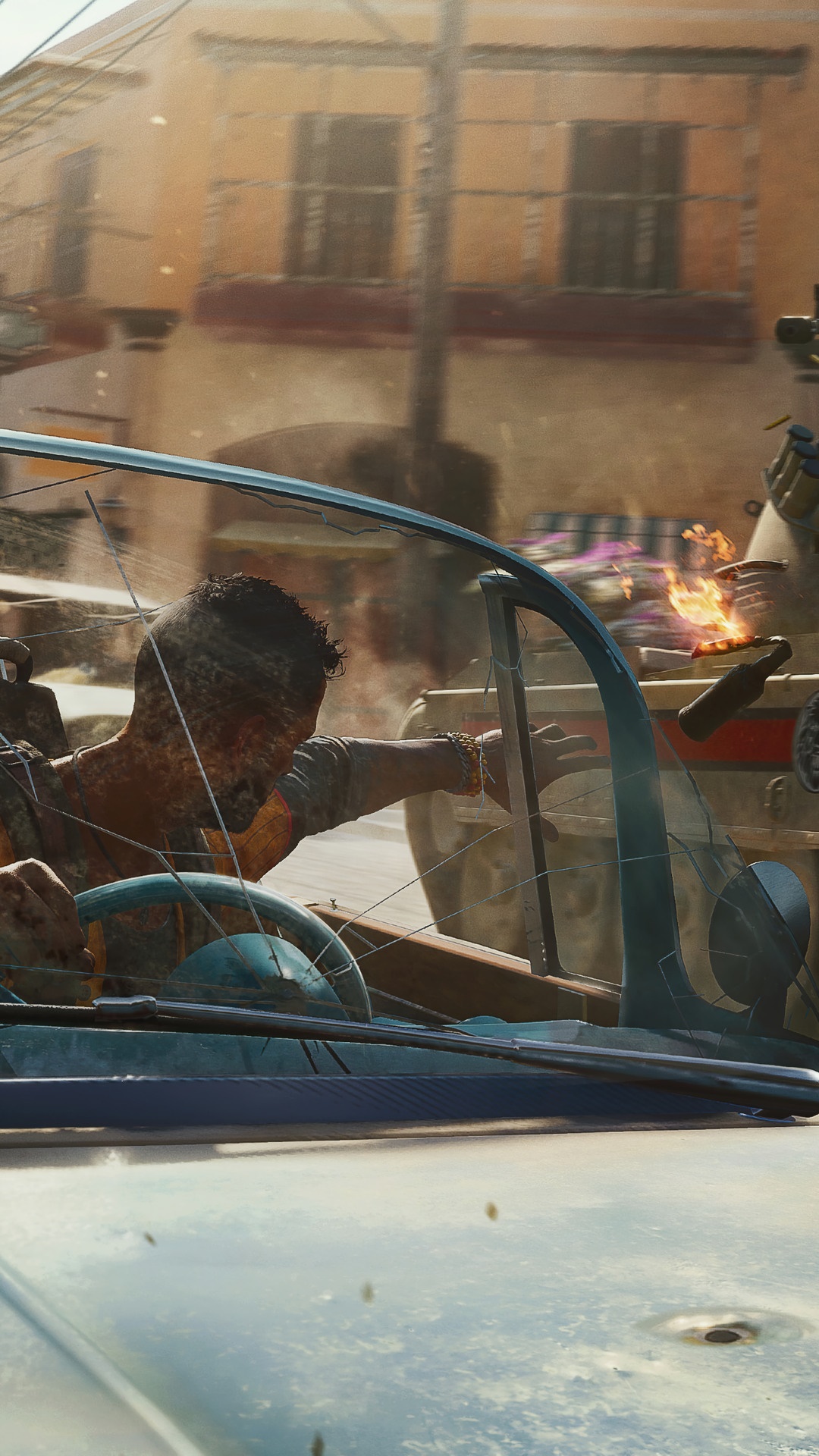 Far Cry 6 car chase with explosions HD Phone Wallpaper