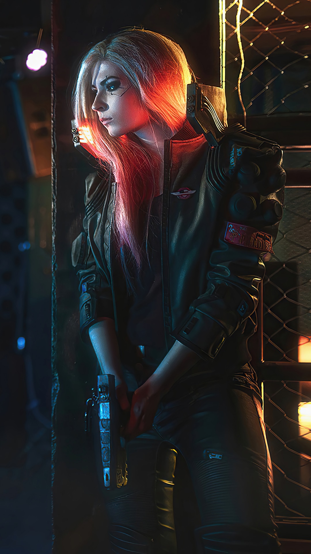 Woman with pink hair holding a gun in Cyberpunk 2077 HD Phone Wallpaper