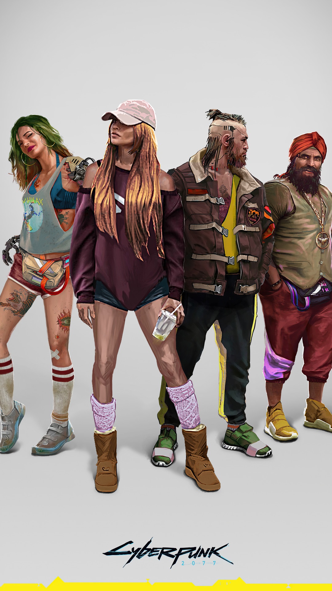 Cyberpunk 2077 characters group illustration HD Phone Wallpaper