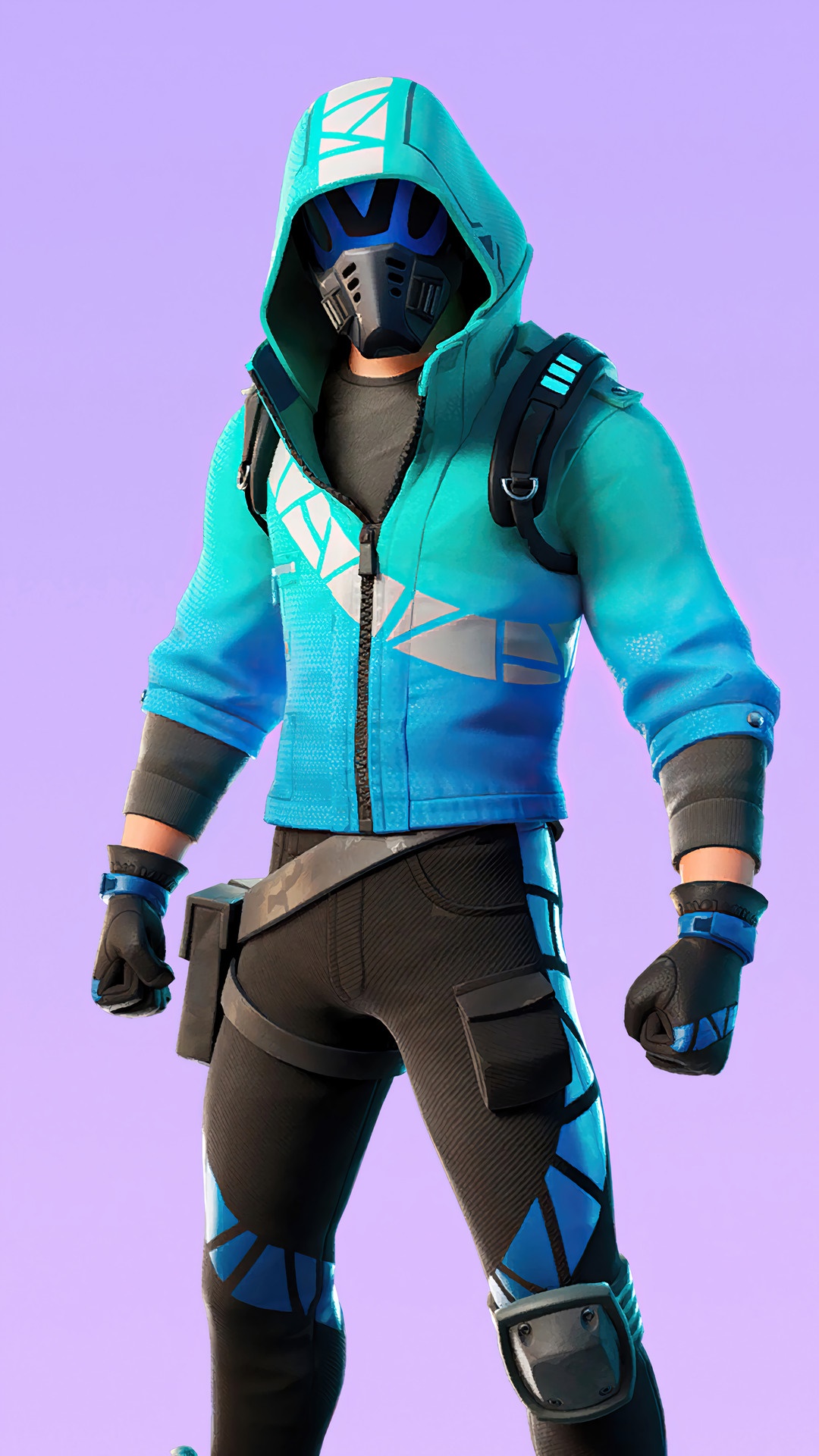 Fortnite character with blue and black outfit HD Phone Wallpaper