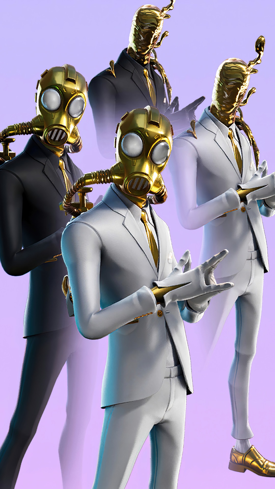 Fortnite characters in suits with gas masks HD Phone Wallpaper