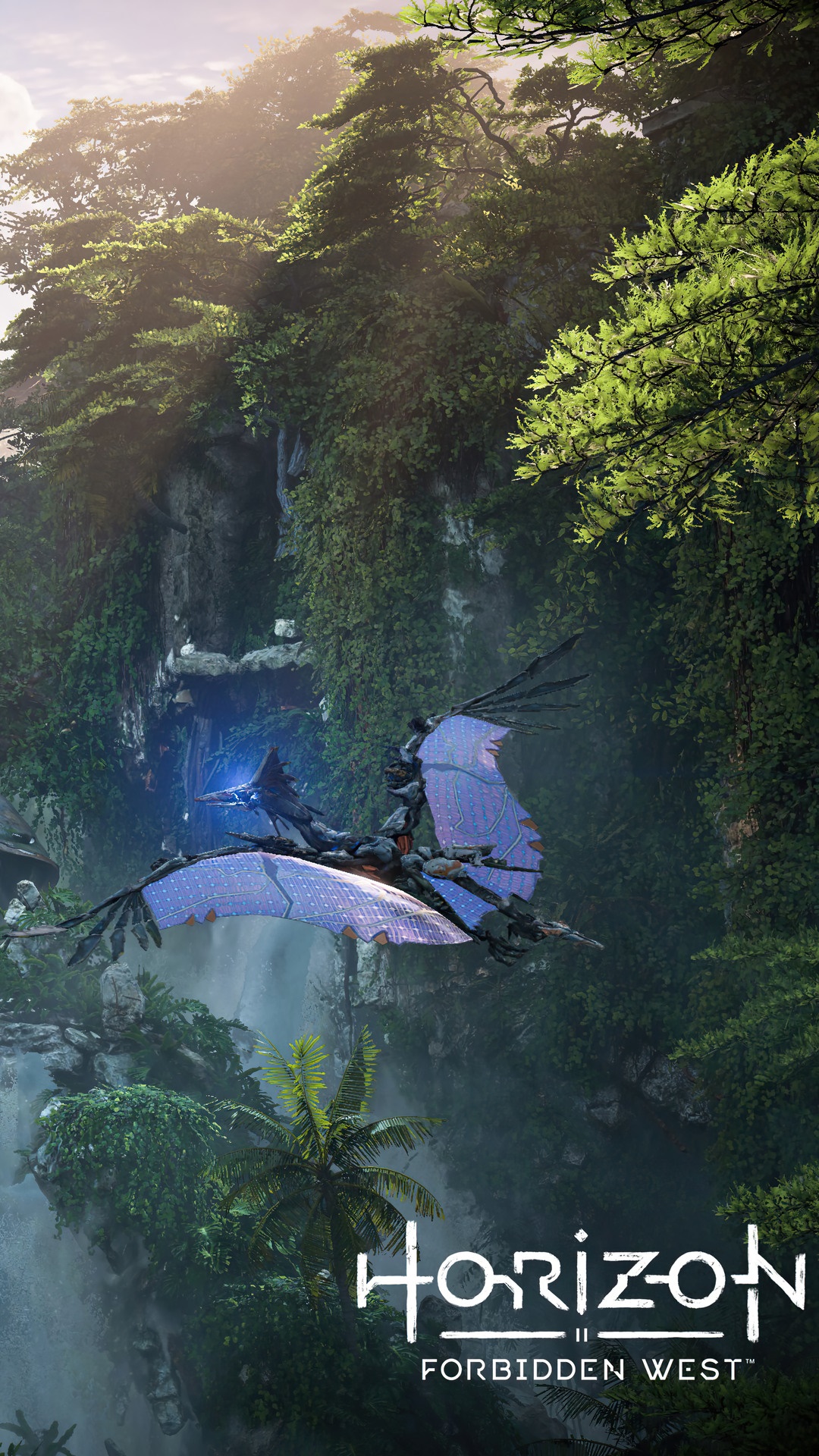 Horizon Forbidden West game art with flying machine HD Phone Wallpaper