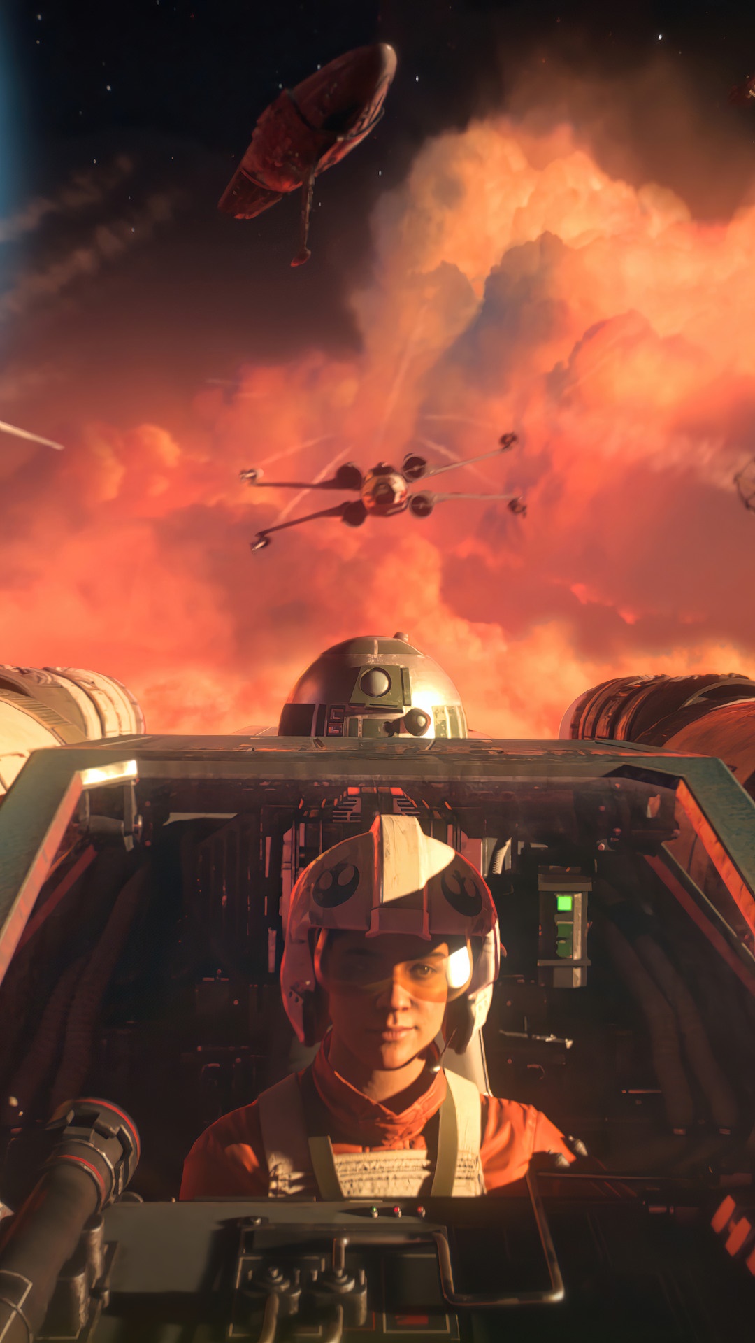 Star Wars Squadrons Pilot in X-Wing Cockpit HD Phone Wallpaper