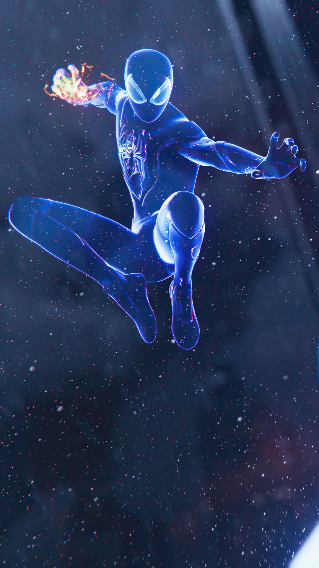 Miles Morales from Marvel's Spider-Man in a glowing suit HD Phone Wallpaper