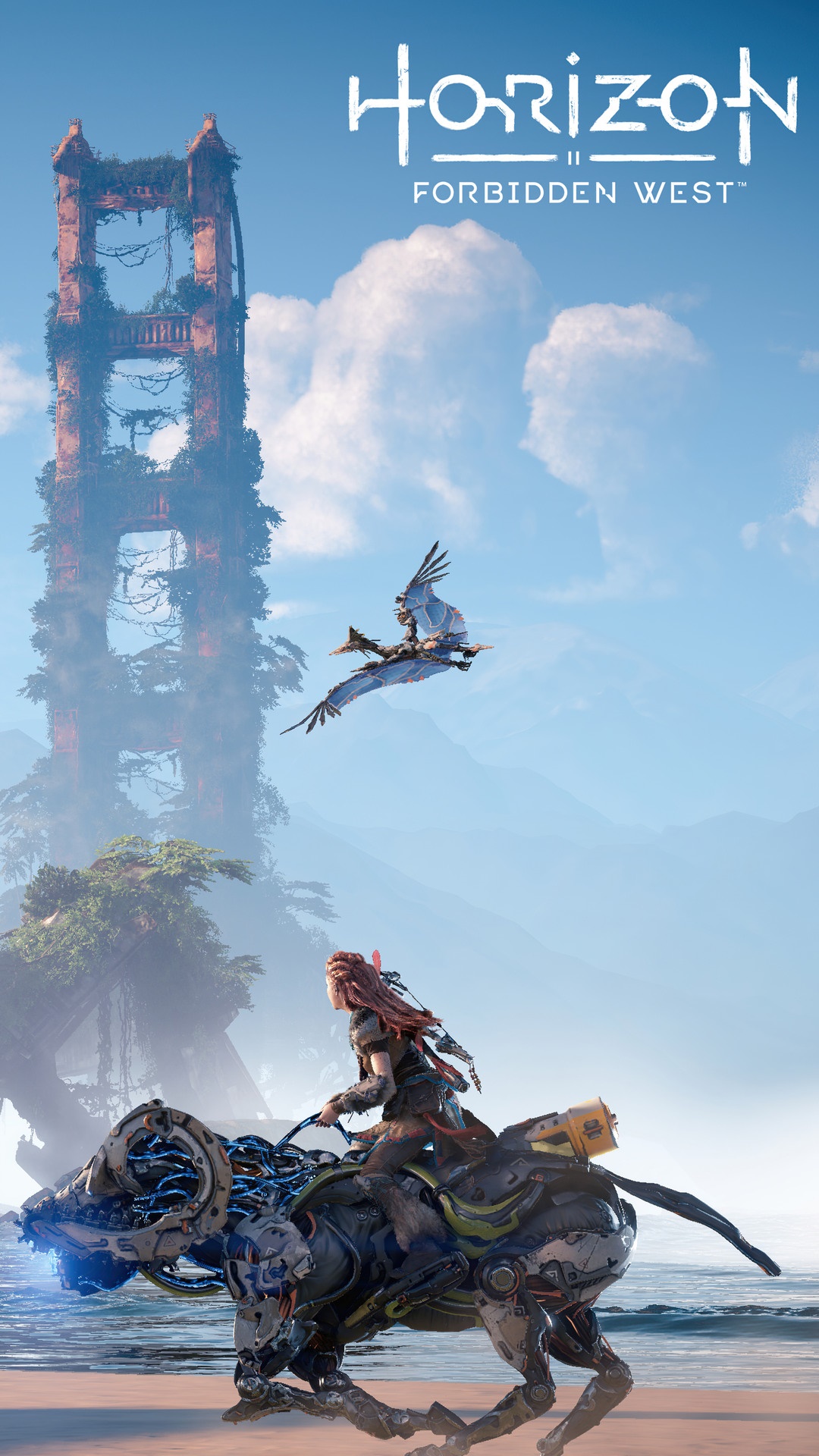 Aloy from Horizon Forbidden West on a mount HD Phone Wallpaper