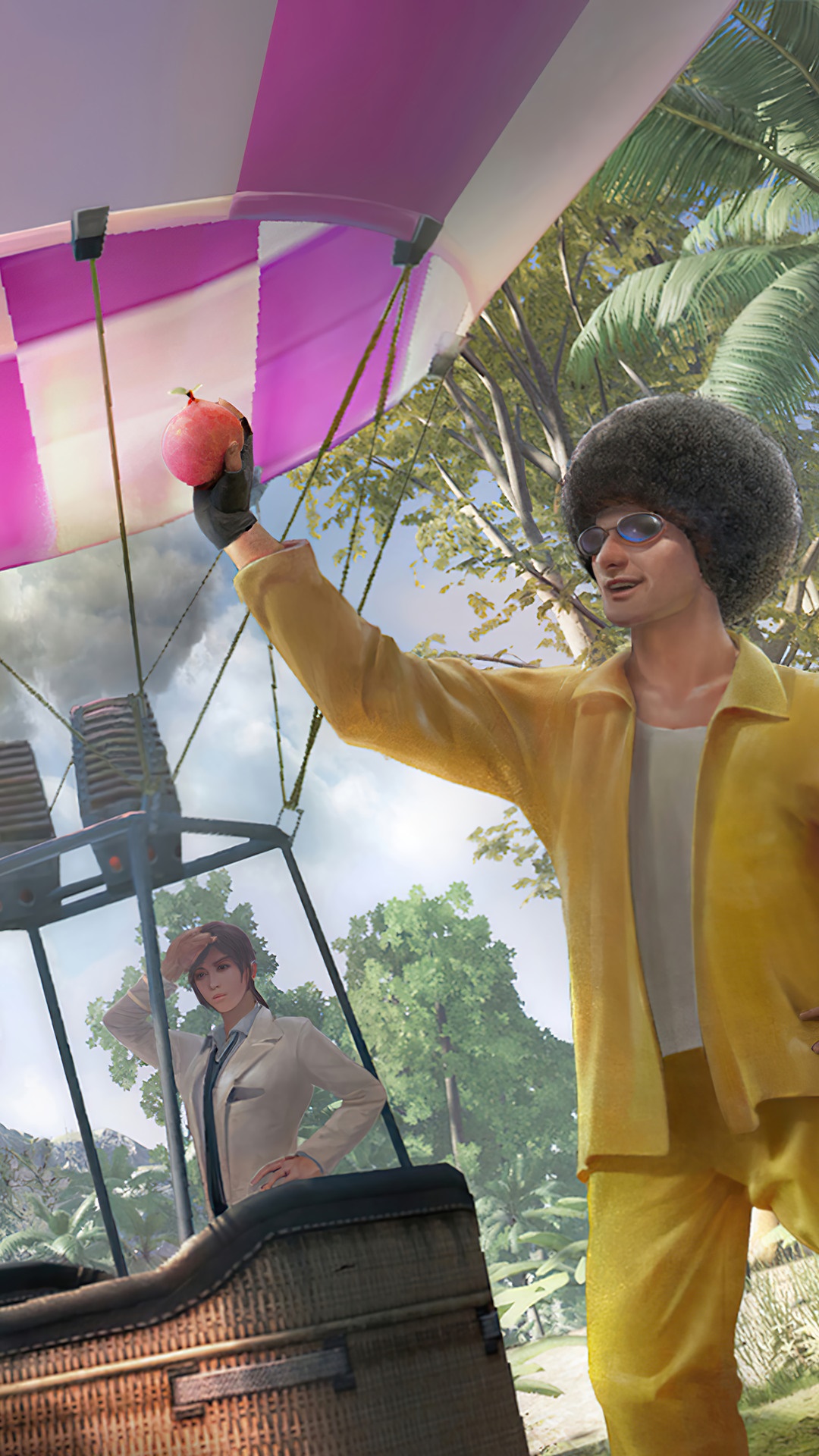 PUBG Mobile Hot Air Balloon with Characters HD Phone Wallpaper
