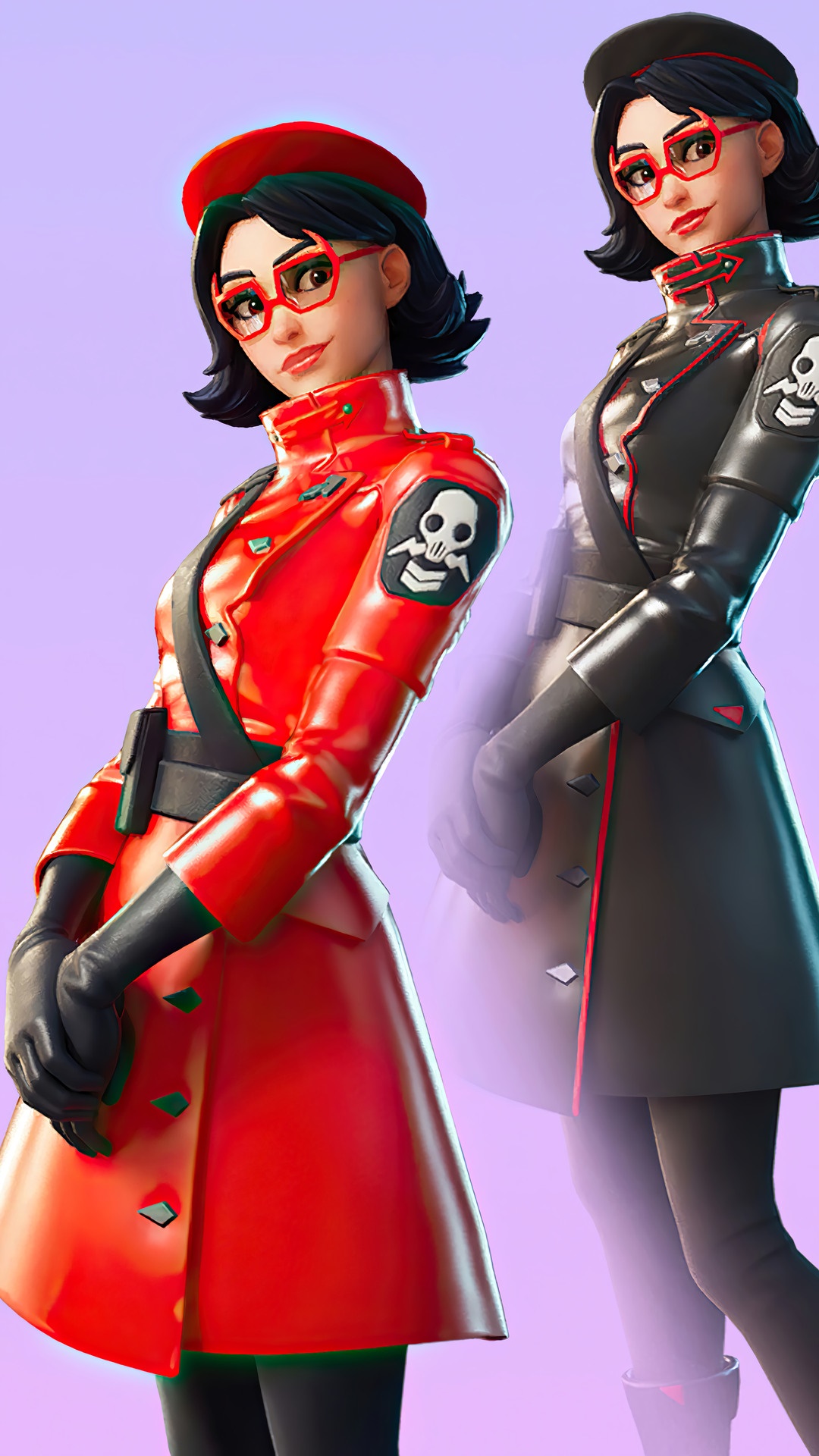 Fortnite characters in red and black military uniforms HD Phone Wallpaper