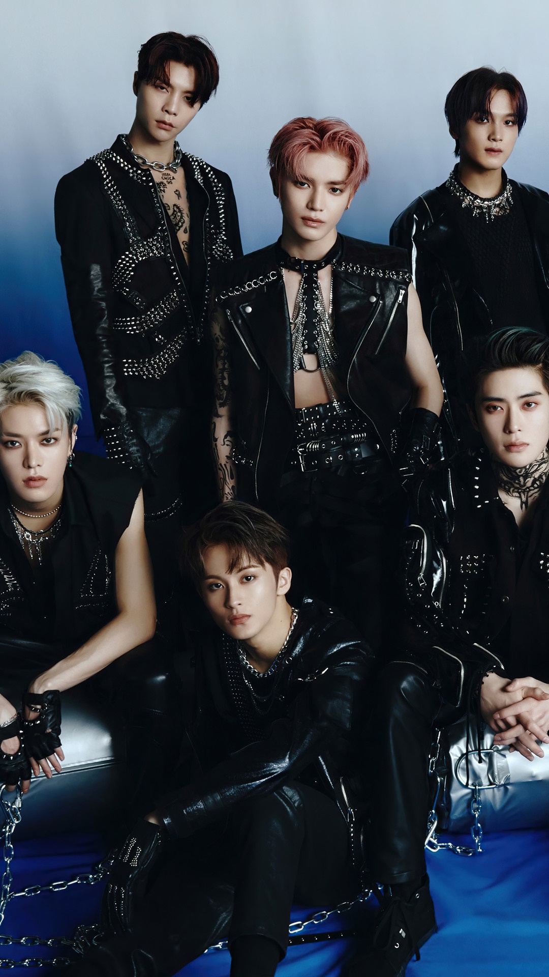NCT 127 members in black outfits HD Phone Wallpaper