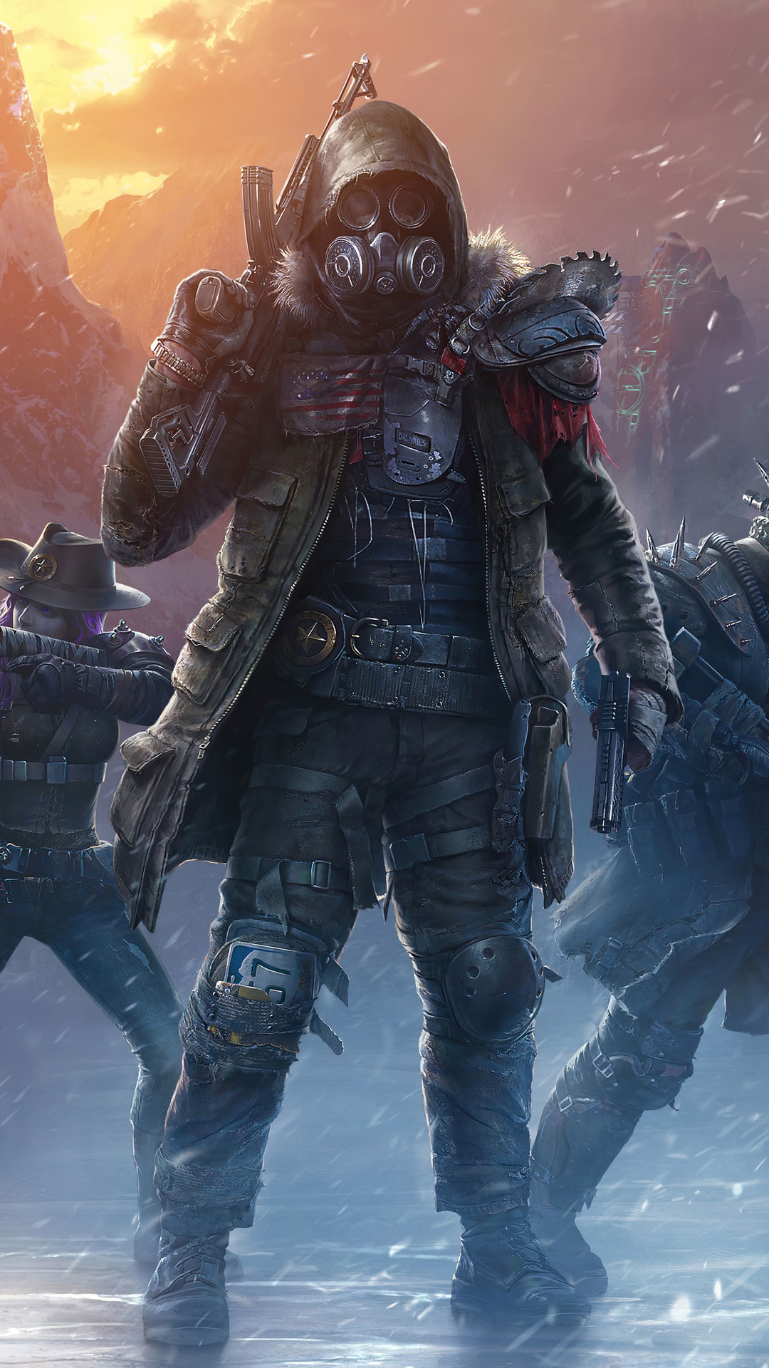 Wasteland 3 characters in a snowy landscape HD Phone Wallpaper